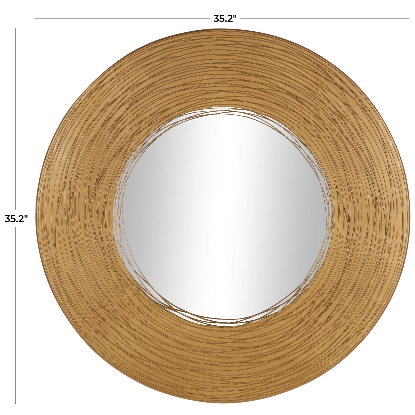 Gold Abstract Overlapping Wire Rings Metal Wall Mirror