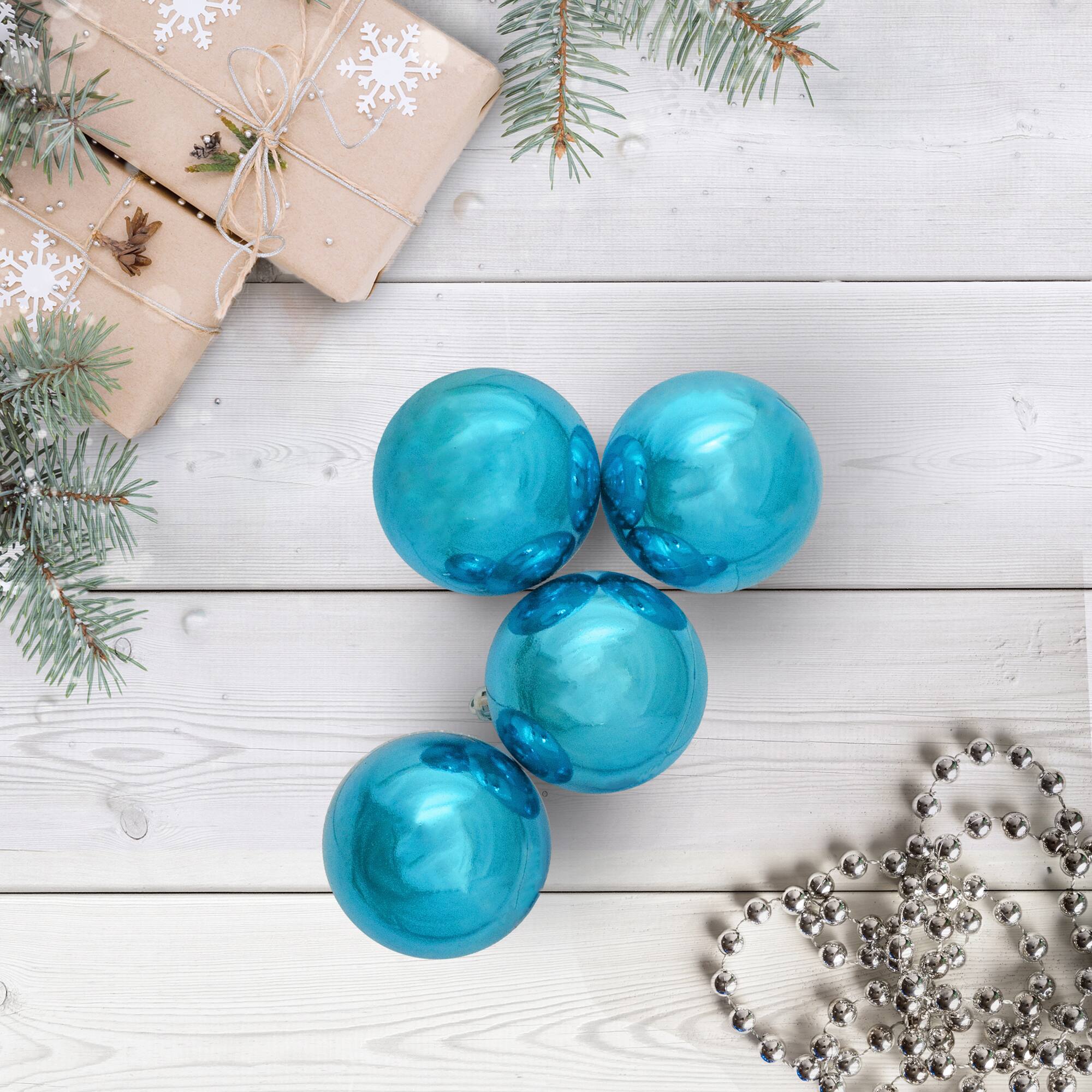 60ct Shiny Turquoise Blue Shatterproof Ball Ornaments