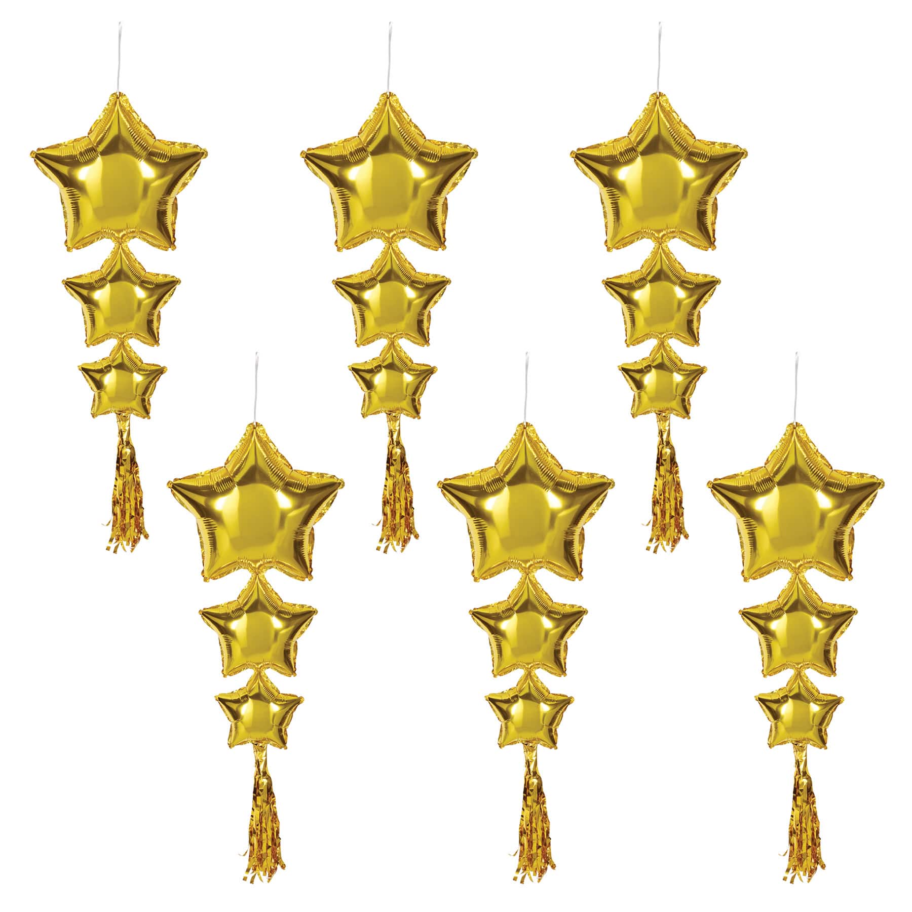 Beistle 3.75ft. Gold Star Balloons with Tassels, 6ct.