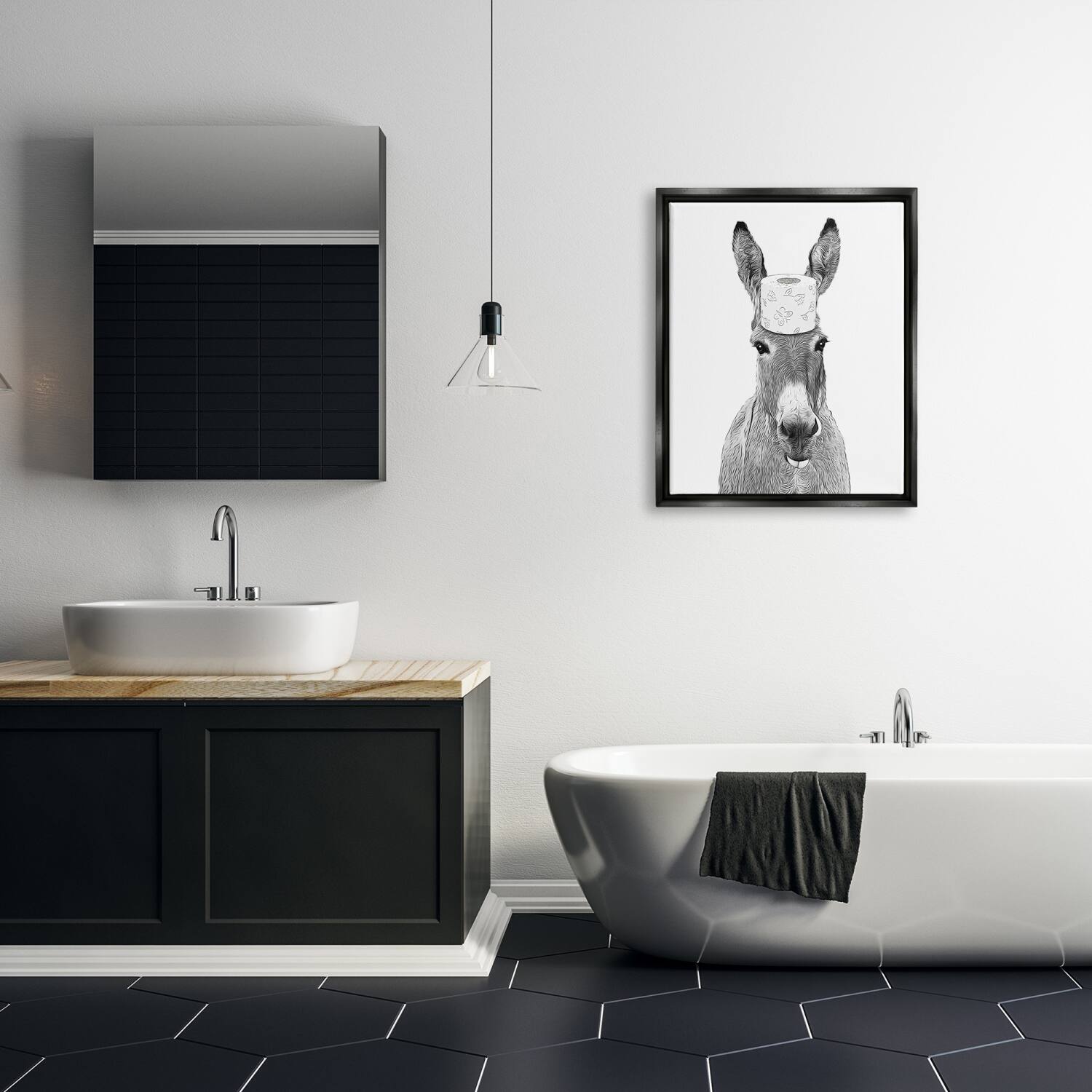 Stupell Industries Donkey Toilet Paper Funny Bathroom Floater Framed Art