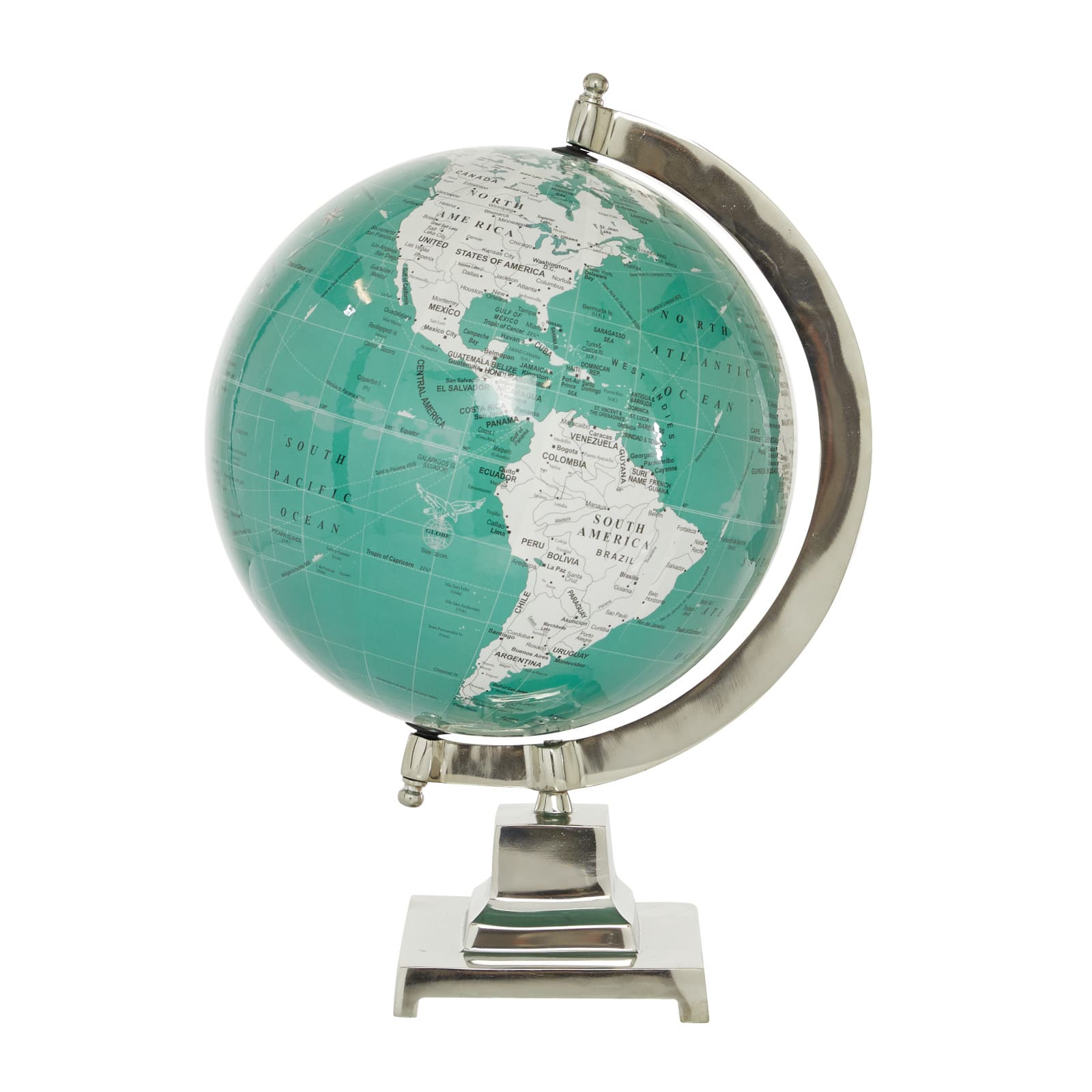 12" Teal Aluminum Modern Globe