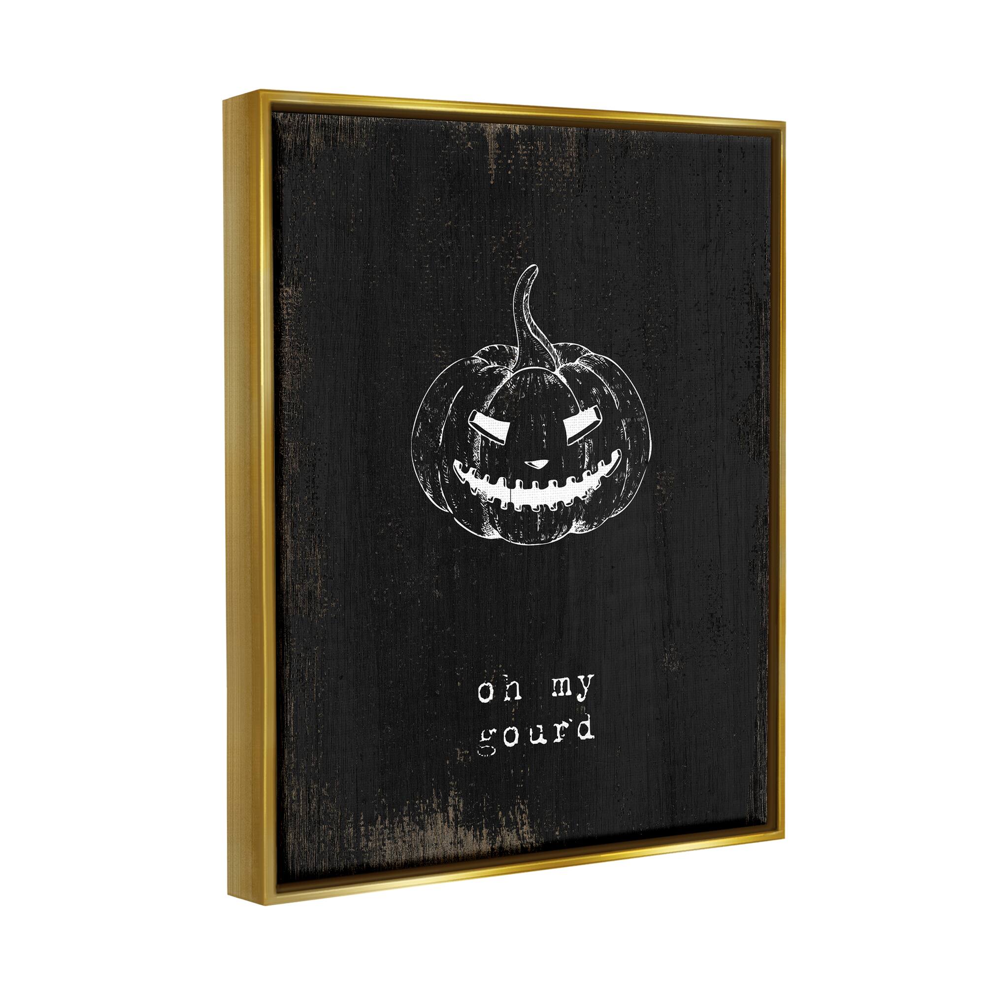 Stupell Industries Oh My Gourd Jack-o-Lantern Framed Floater Canvas Wall Art