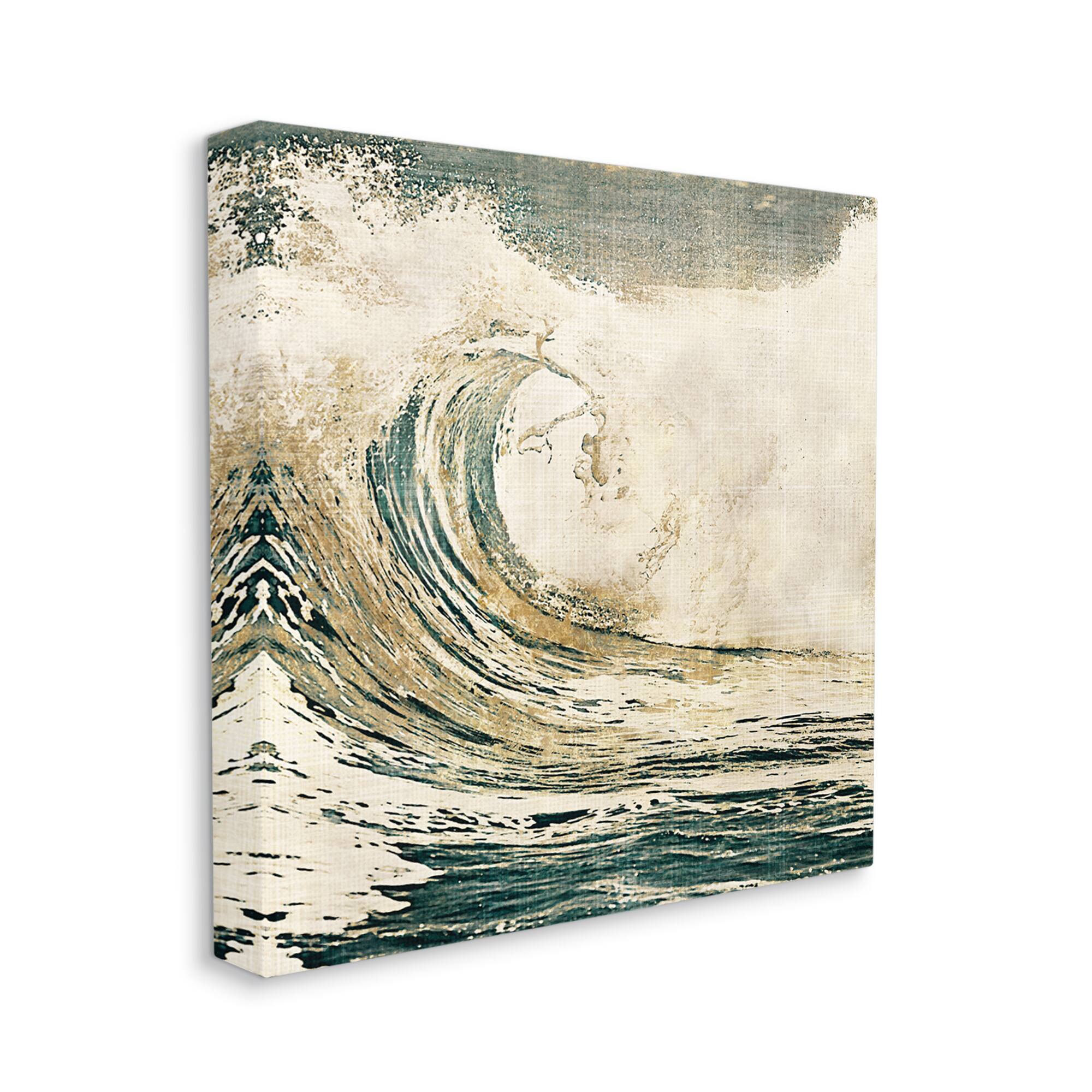 Stupell Industries Vintage Tidal Wave White Crest Nautical Water Canvas Wall Art