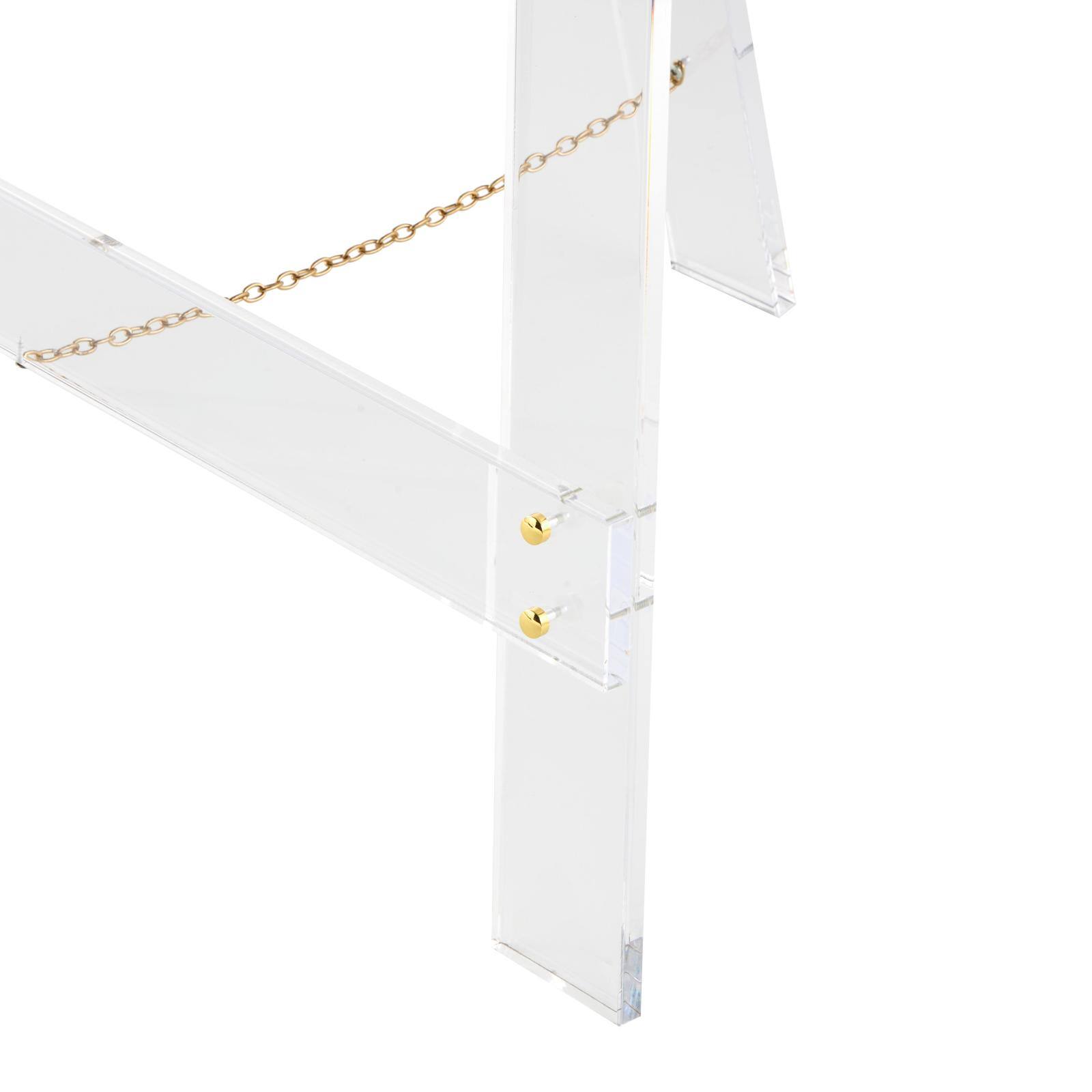 57" Clear Acrylic Plastic Adjustable 7-Tier Display Easel with Gold Metal Hardware & Chain Support
