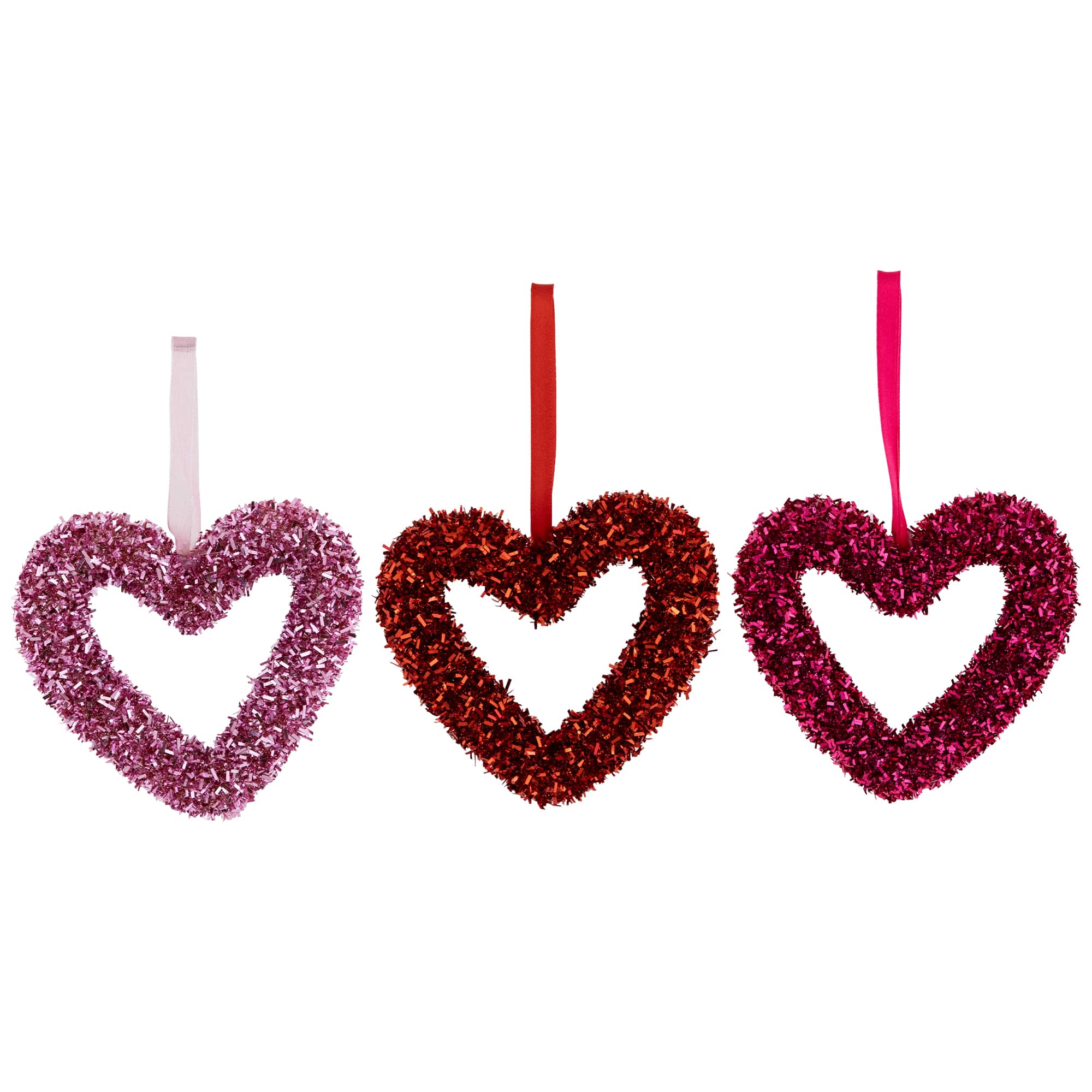 4" Shimmering Tinsel Hearts Valentine's Day Hanging Wall Décor, 18ct.