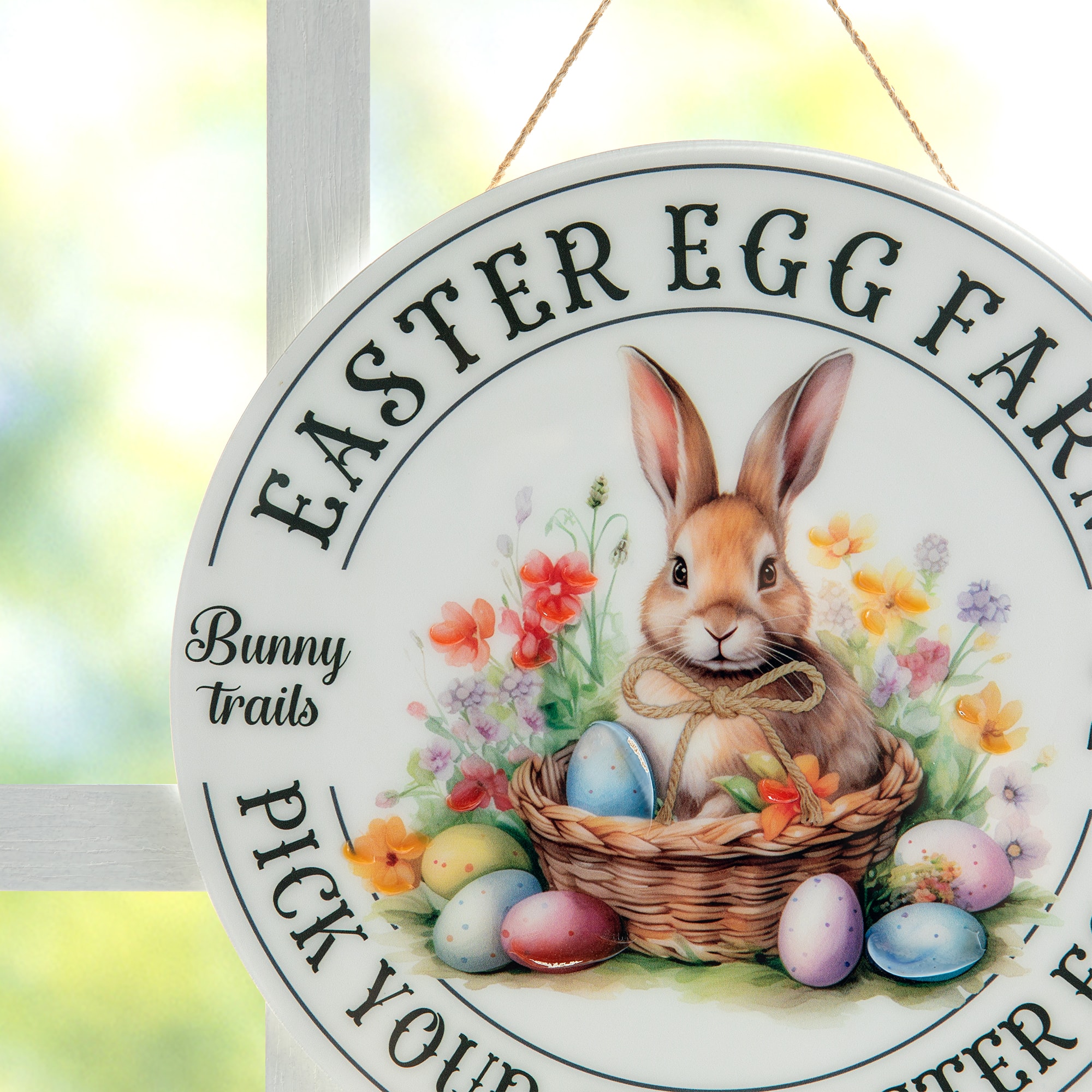 Glitzhome® 11.75" Easter Bunny Round Wall or Door Hanger