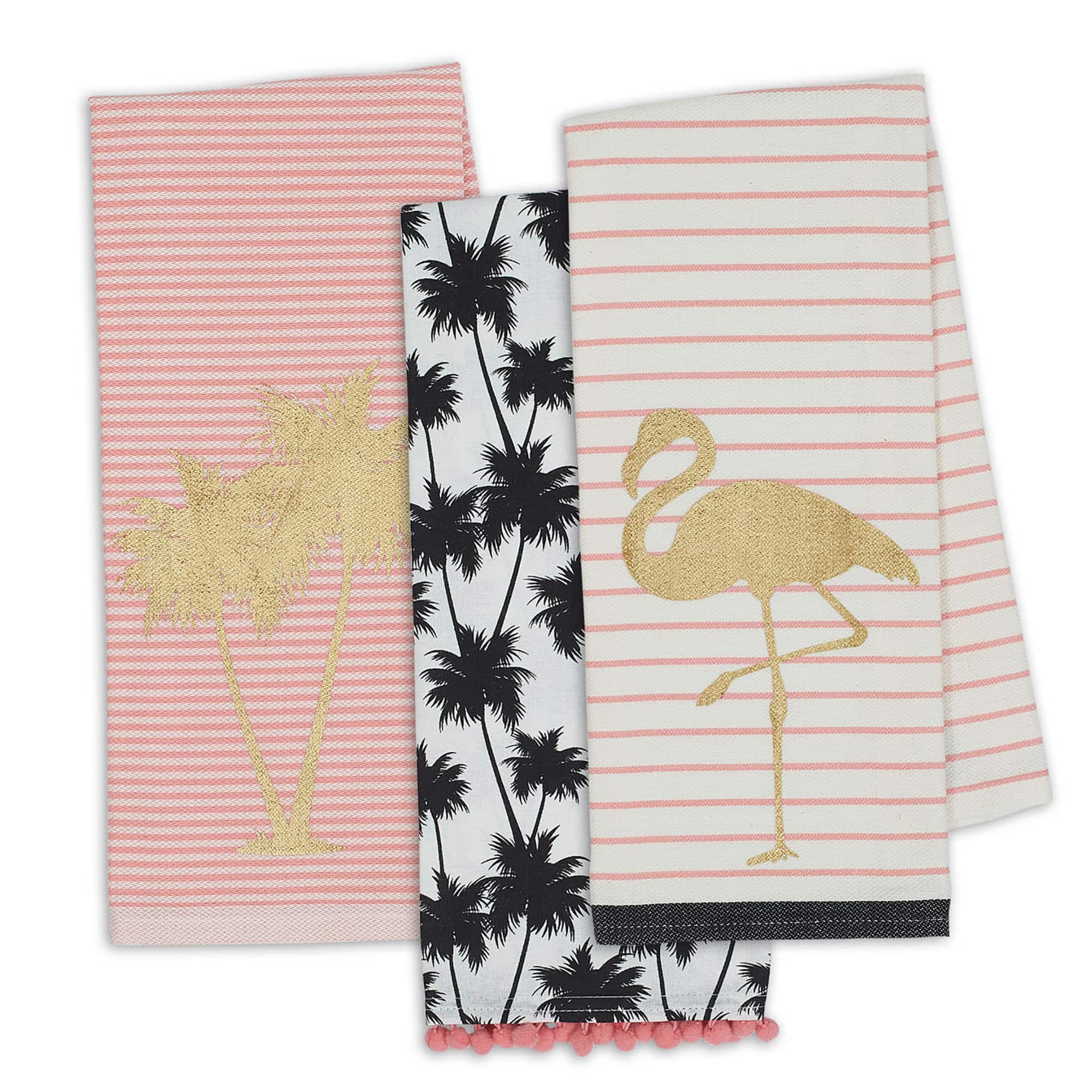 DII® Assorted Pineapples and Palms Embellished Dishtowel (Set of 3)