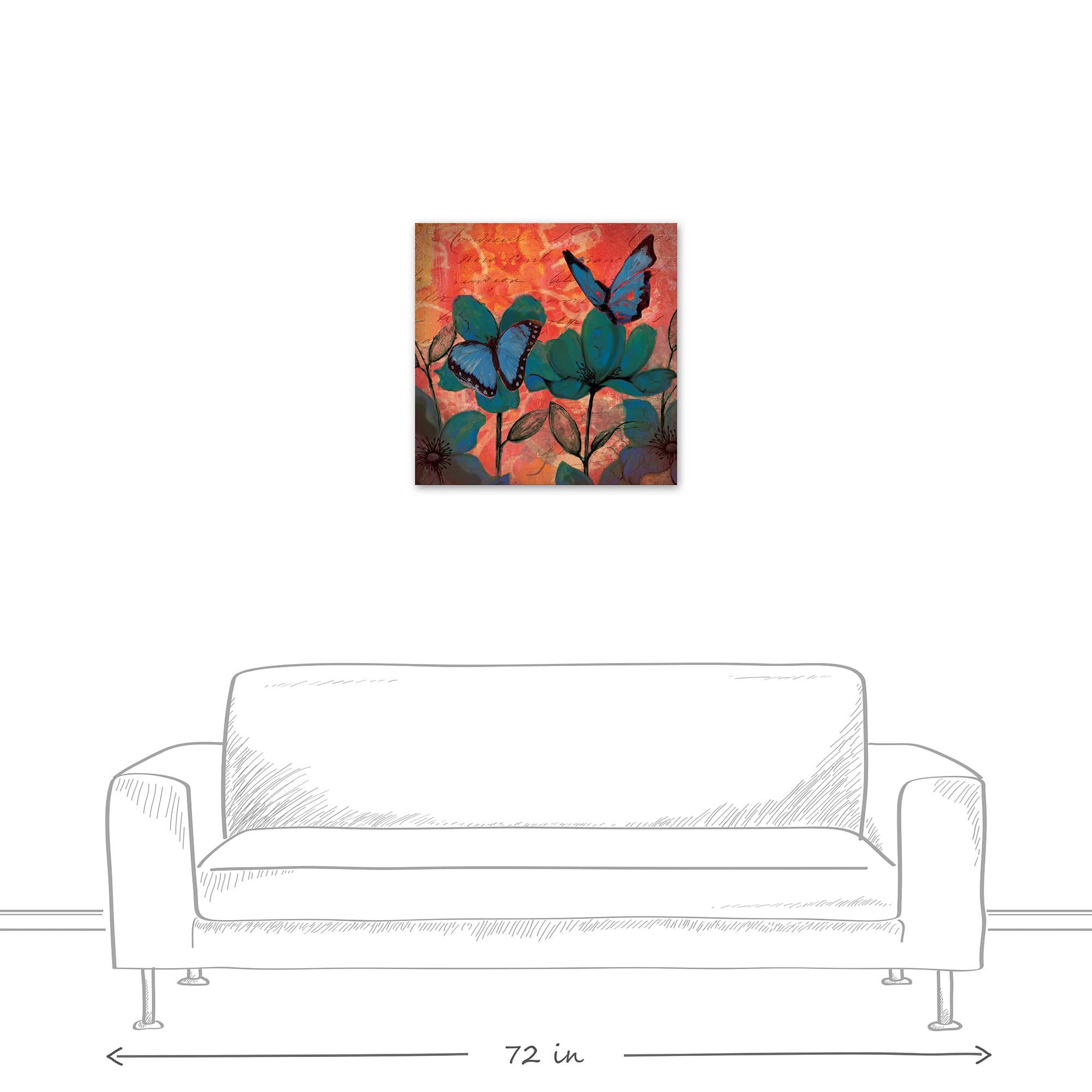 Traditional Orange and Blue Butterflies 24" x 24" Canvas Wall Art
