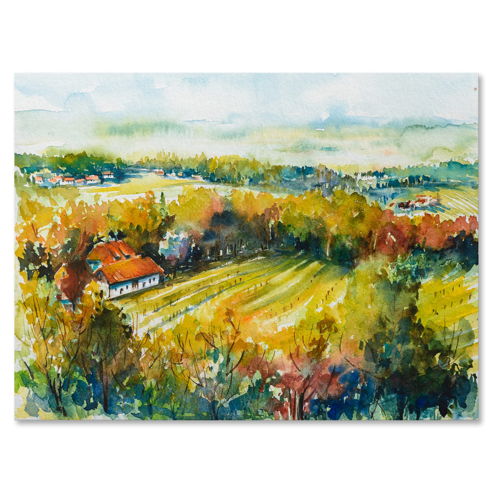 Designart - Rural Autumn Landscape - Country Canvas Wall Art Print