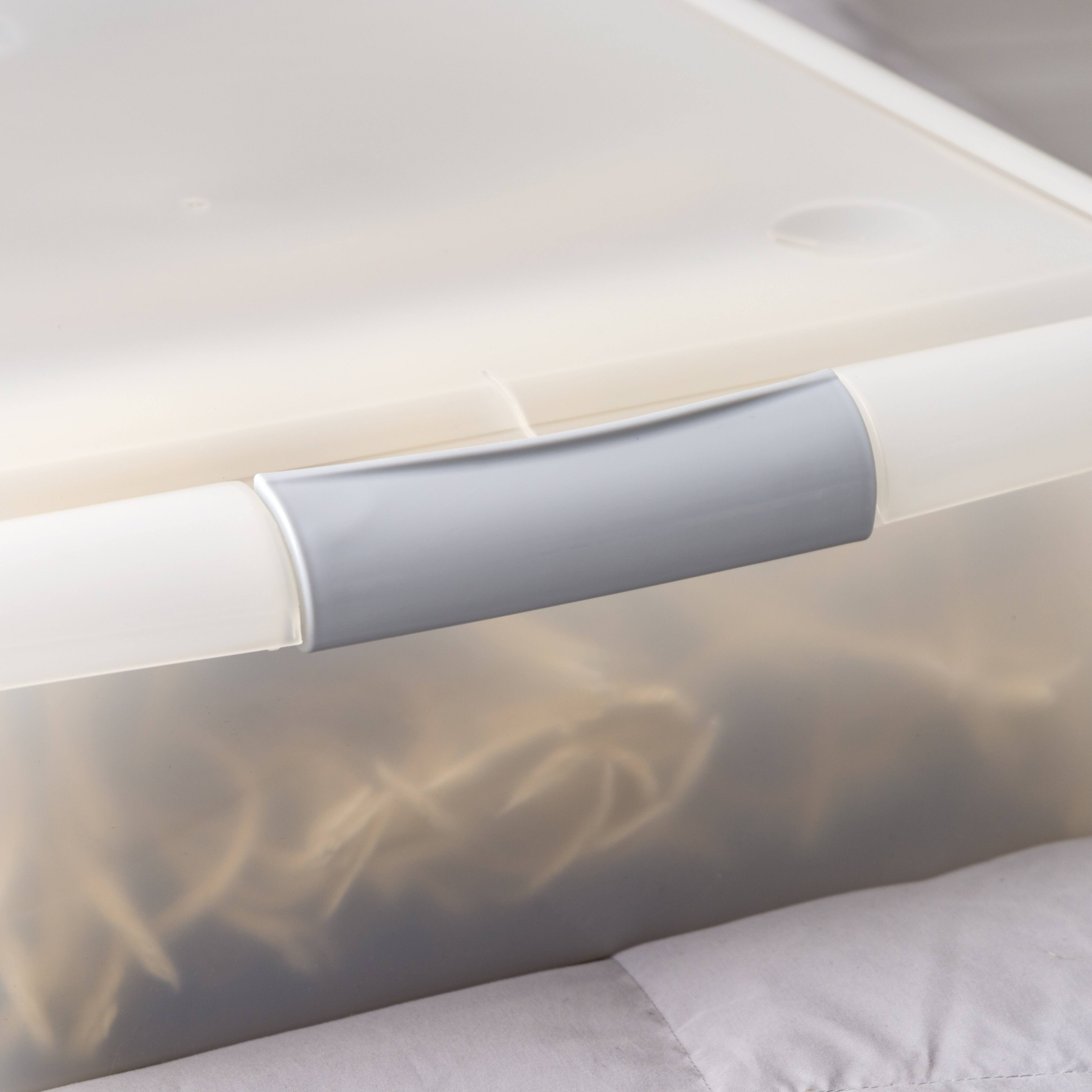 IRIS® 40qt. Clear Store & Slide Box with Lid & Gunsmoke Gray Latches