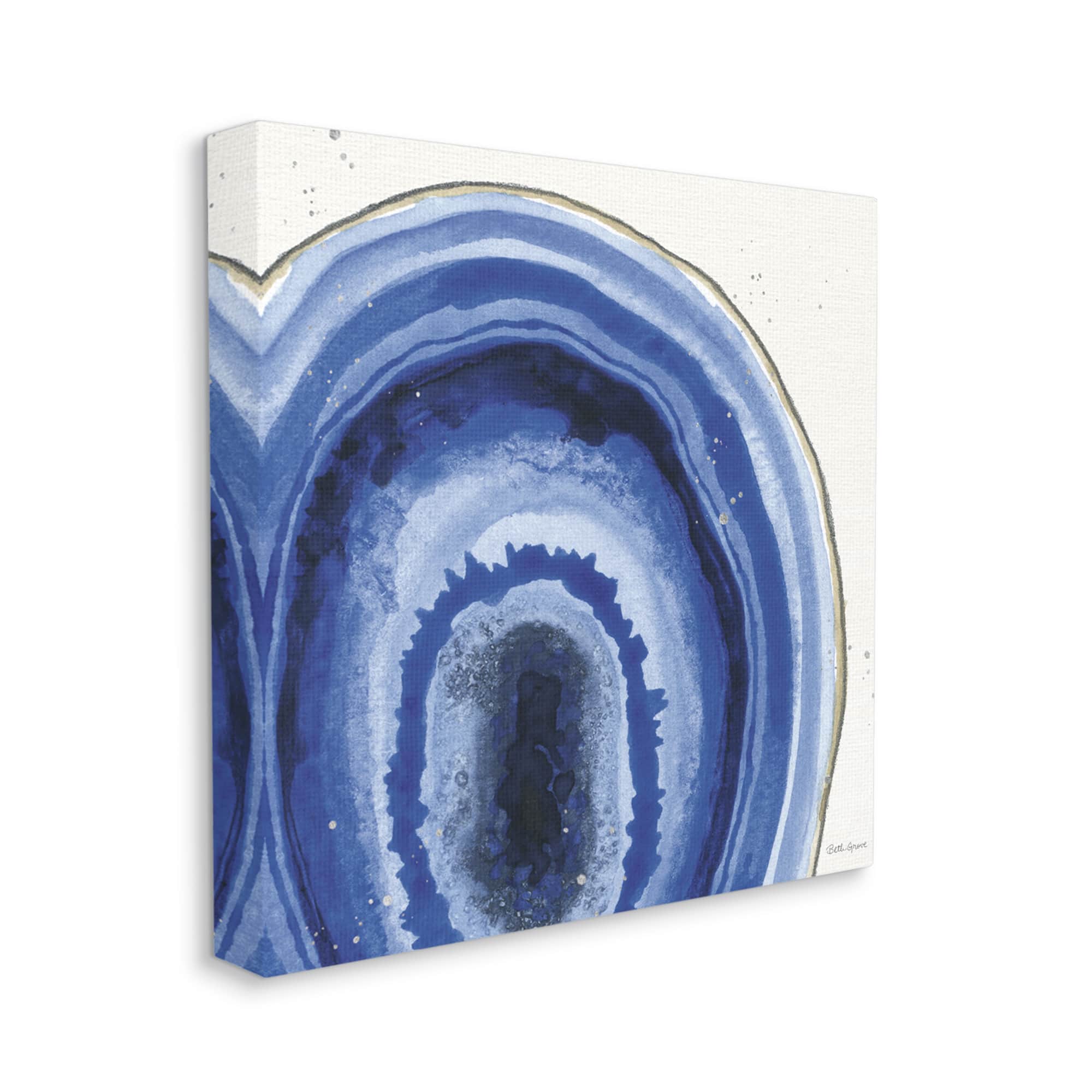 Stupell Industries Modern Abstract Blue Agate Boho Geode Pattern Canvas Wall Art