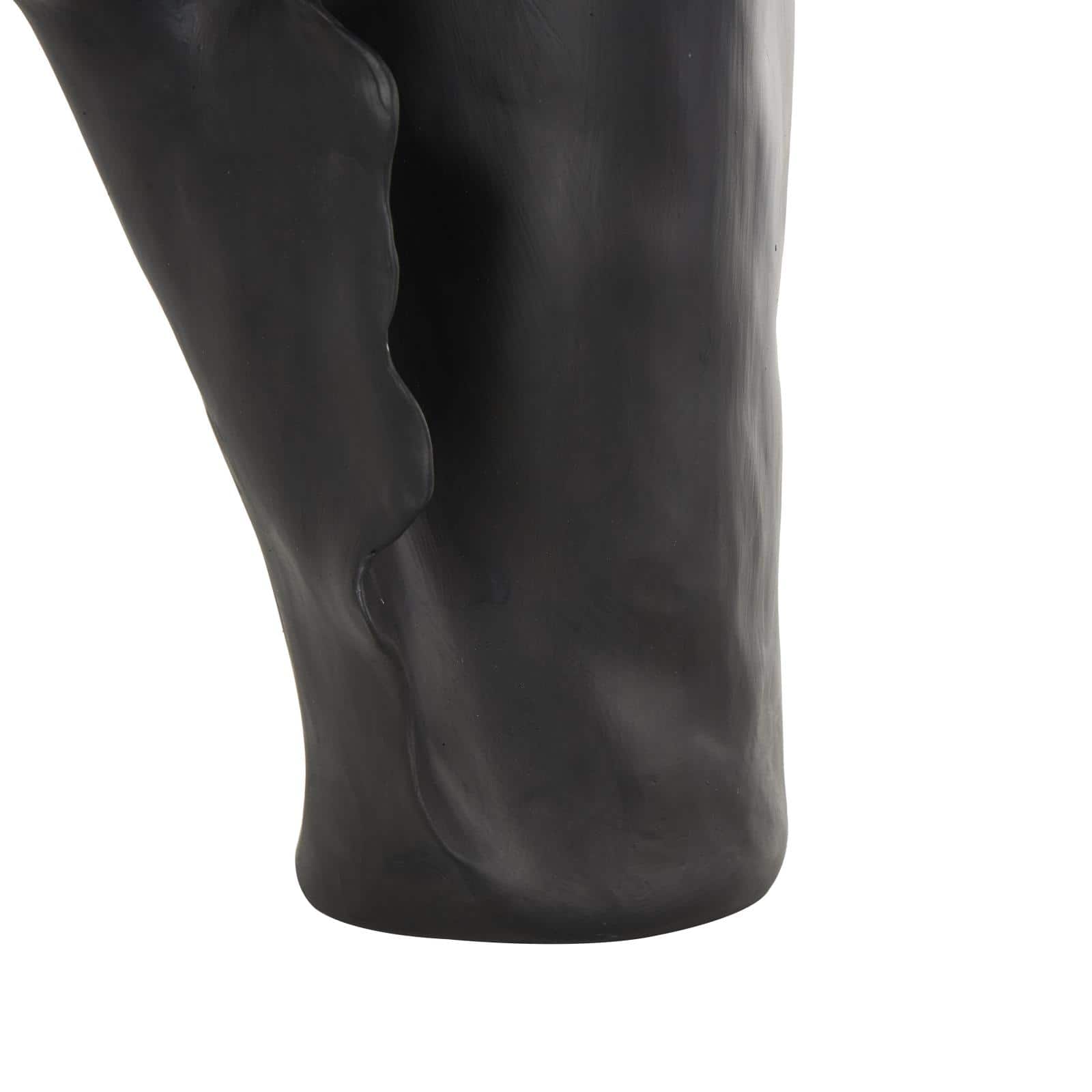 Black 16" Ceramic Floral Abstract Vase