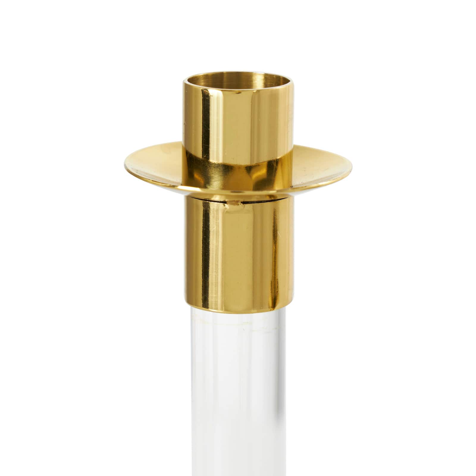 Gold Stainless Steel Candle Holder with Clear Glass Center Set