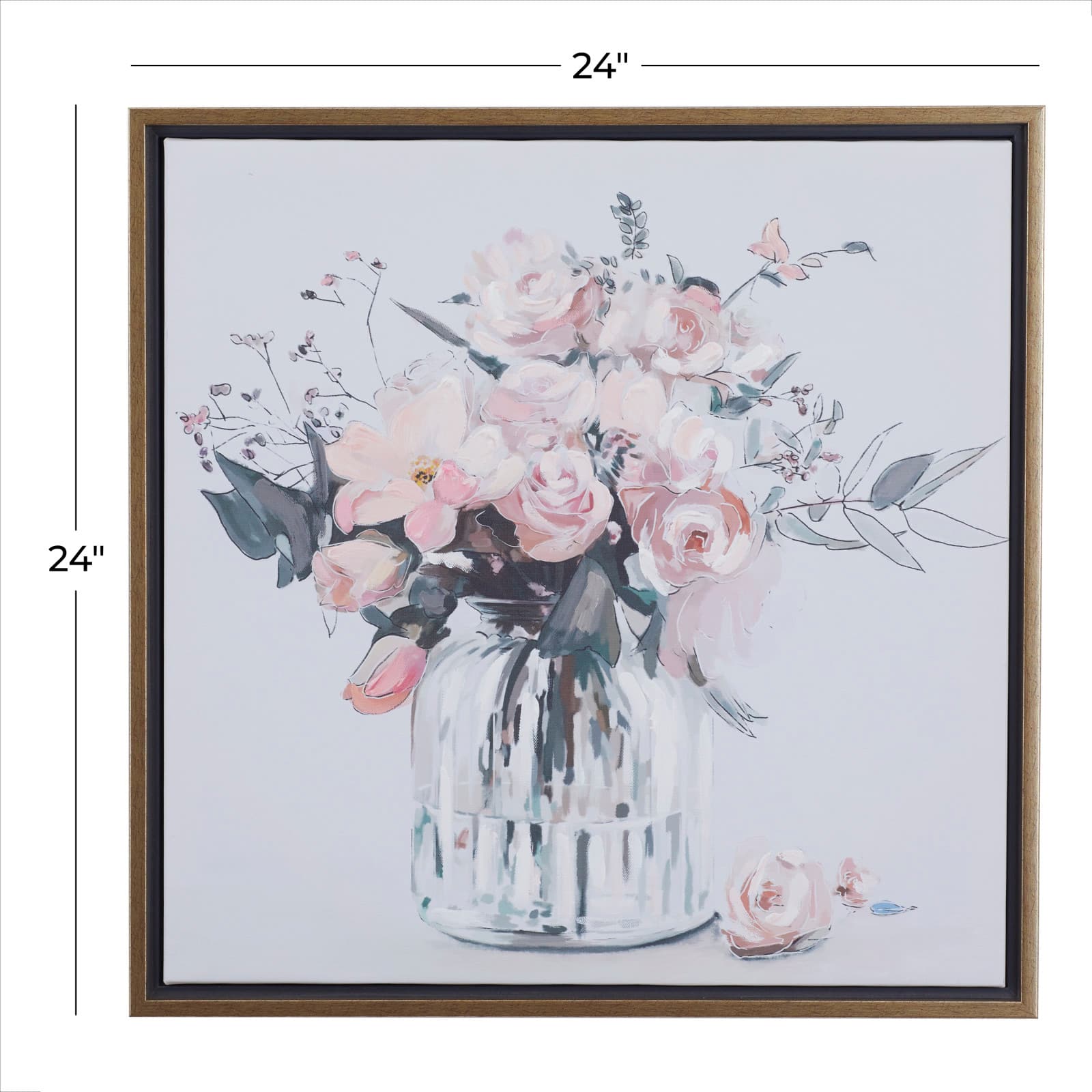 Pink Polystone French Country Framed Wall Art, 25" x 24" x 2"