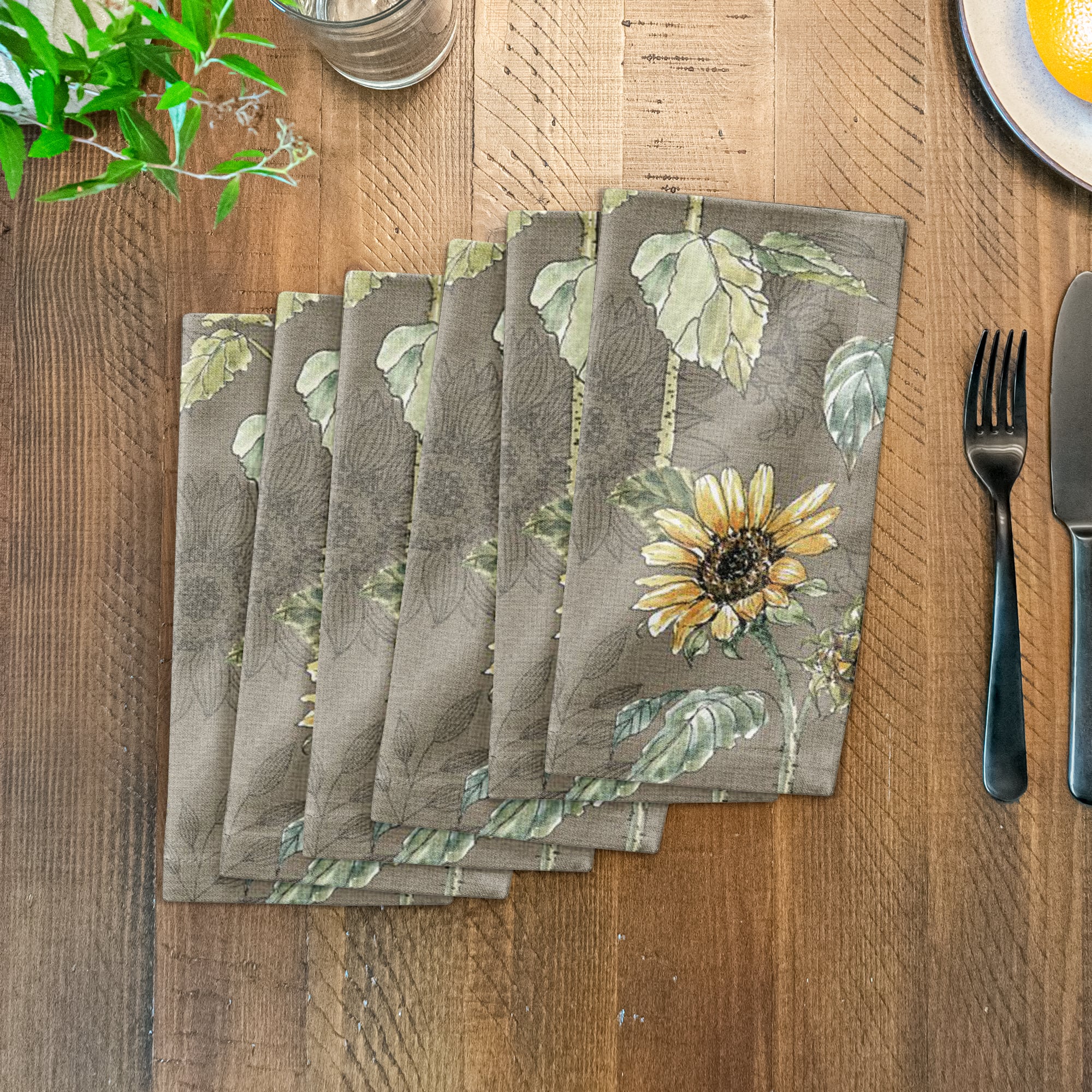 Sunflower Pattern Cotton Twill Napkin