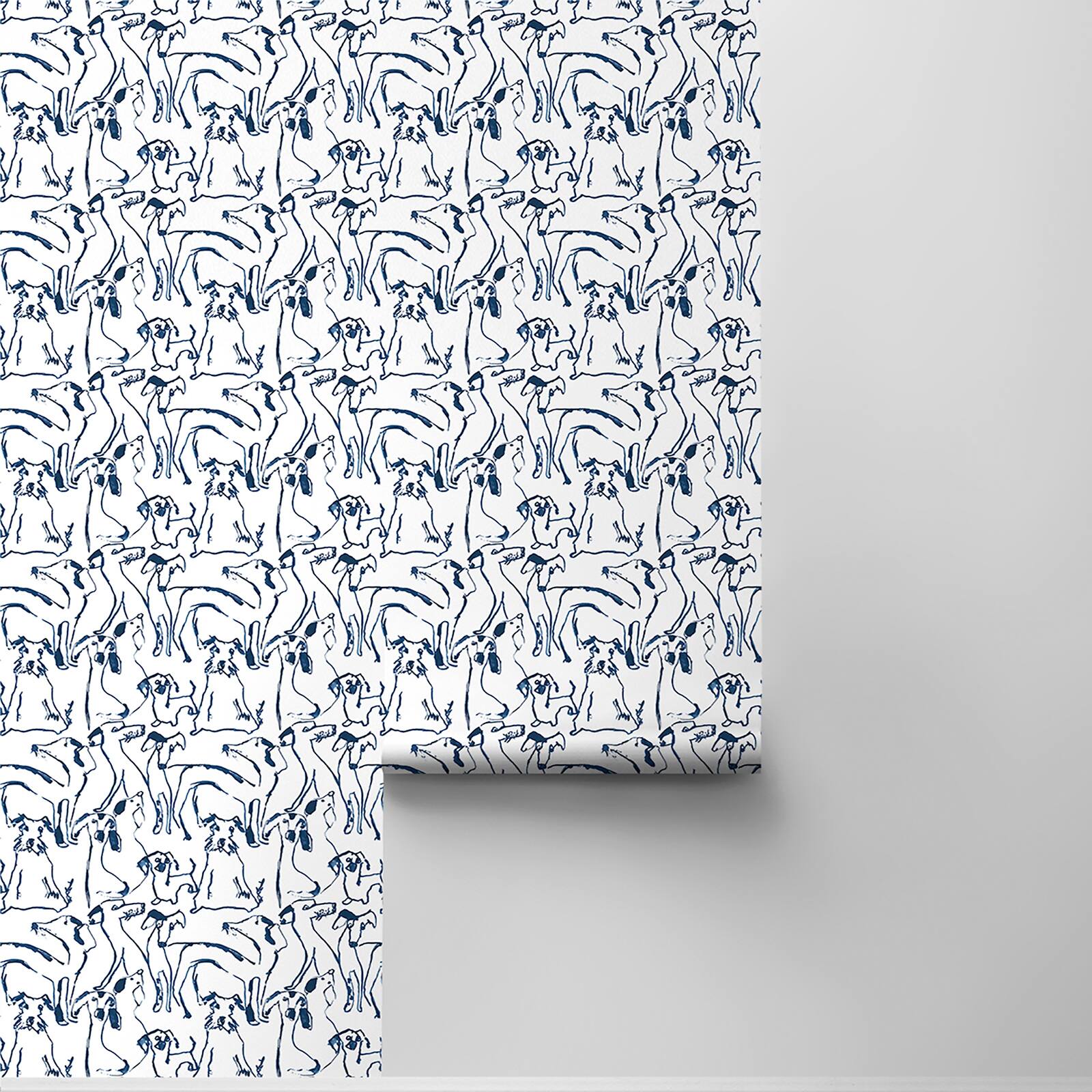 Surface Style Dog Doodle Ink Peel & Stick Wallpaper