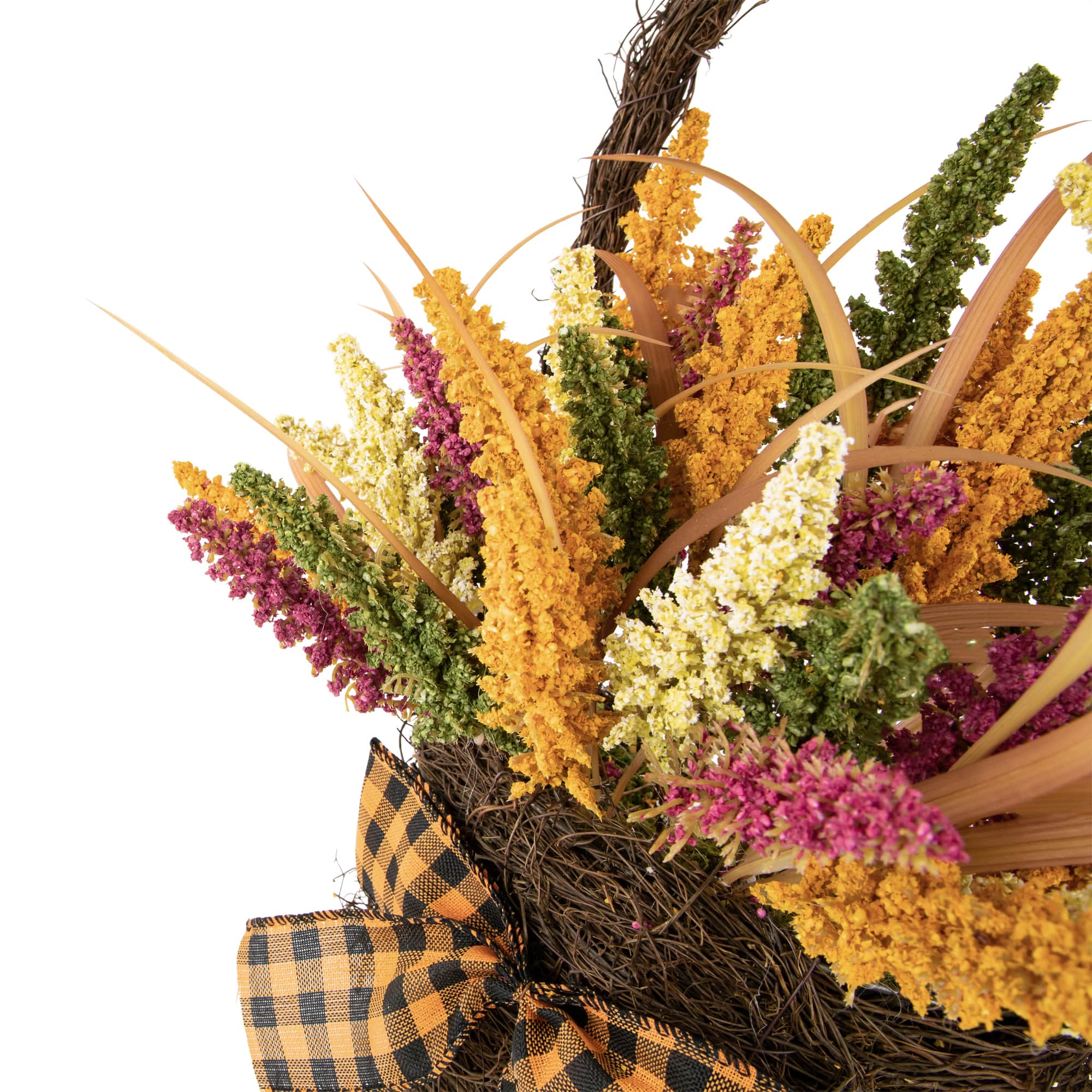 22" Autumn Harvest Hanging Basket with Artificial Fall Foliage