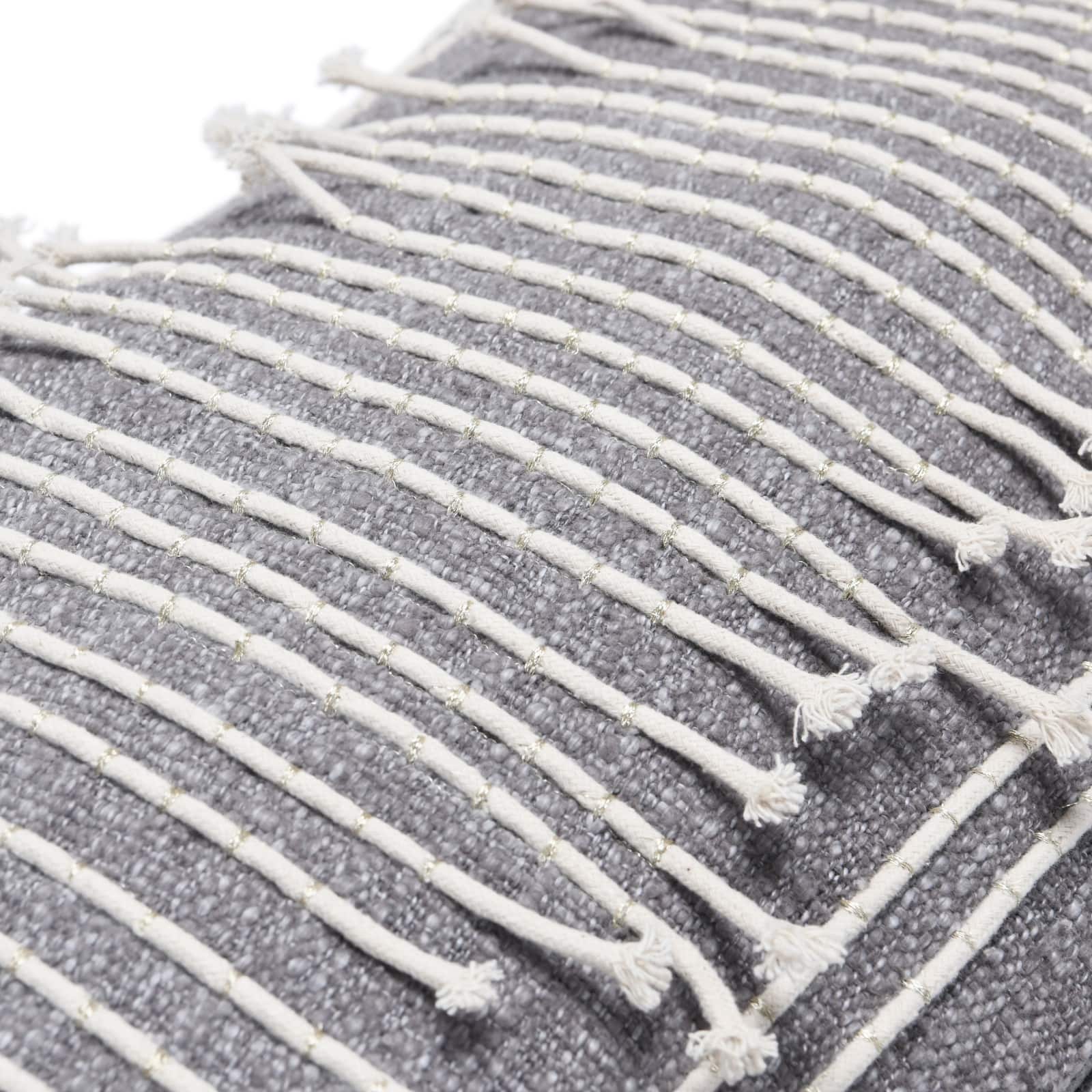 Appliqued Rope & Metallic Embroidery Cotton Lumbar Pillow