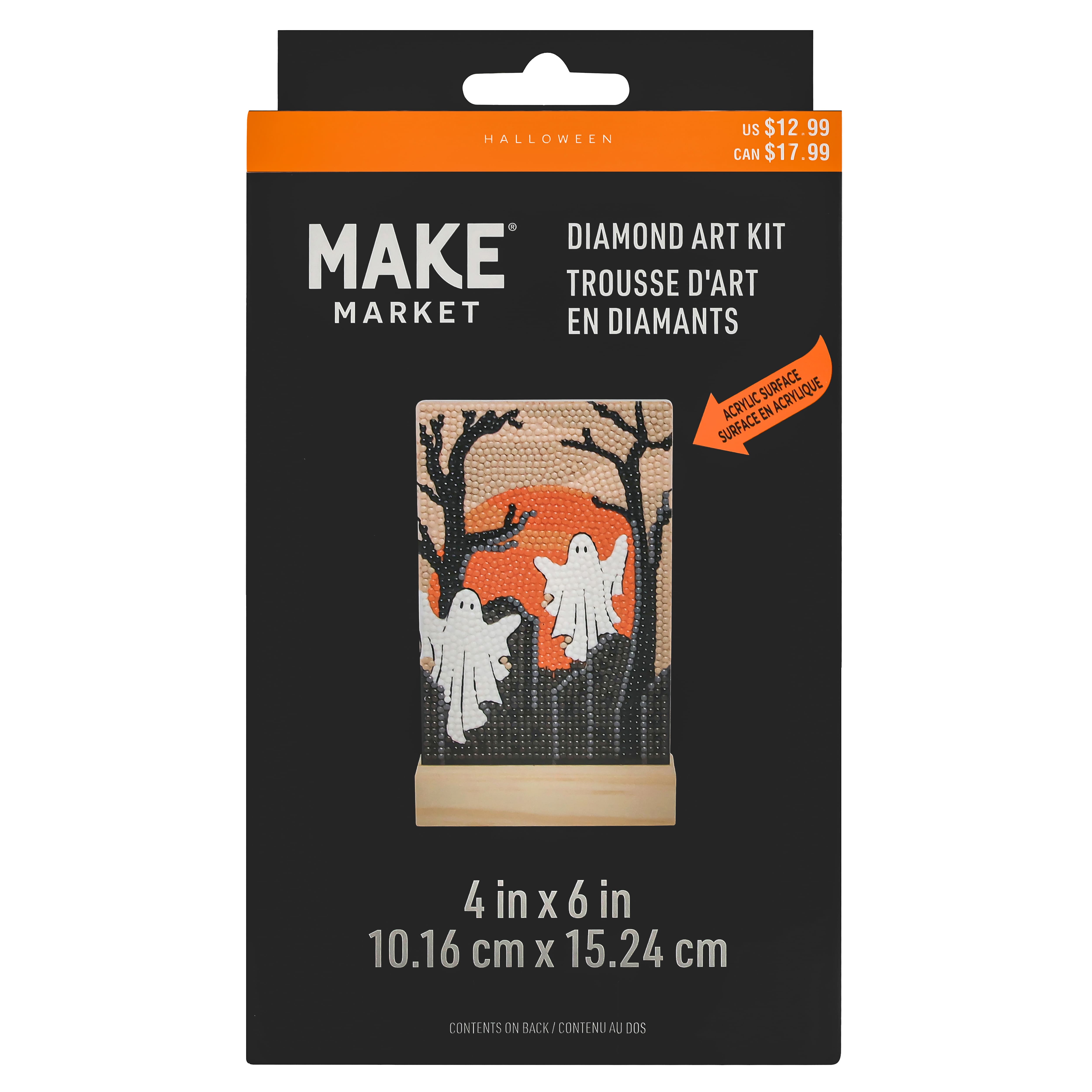 4" x 6" Graveyard Ghosts Acrylic Surface Diamond Art Kit with Wood Stand by Make Market®