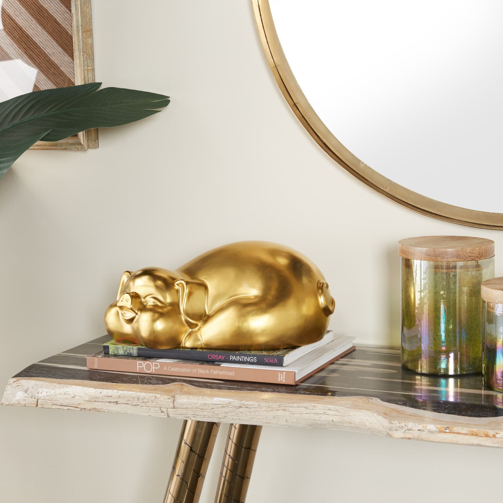 CosmoLiving by Cosmopolitan Gold Porcelain Glam Sculpture, 5" x 13" x 9"