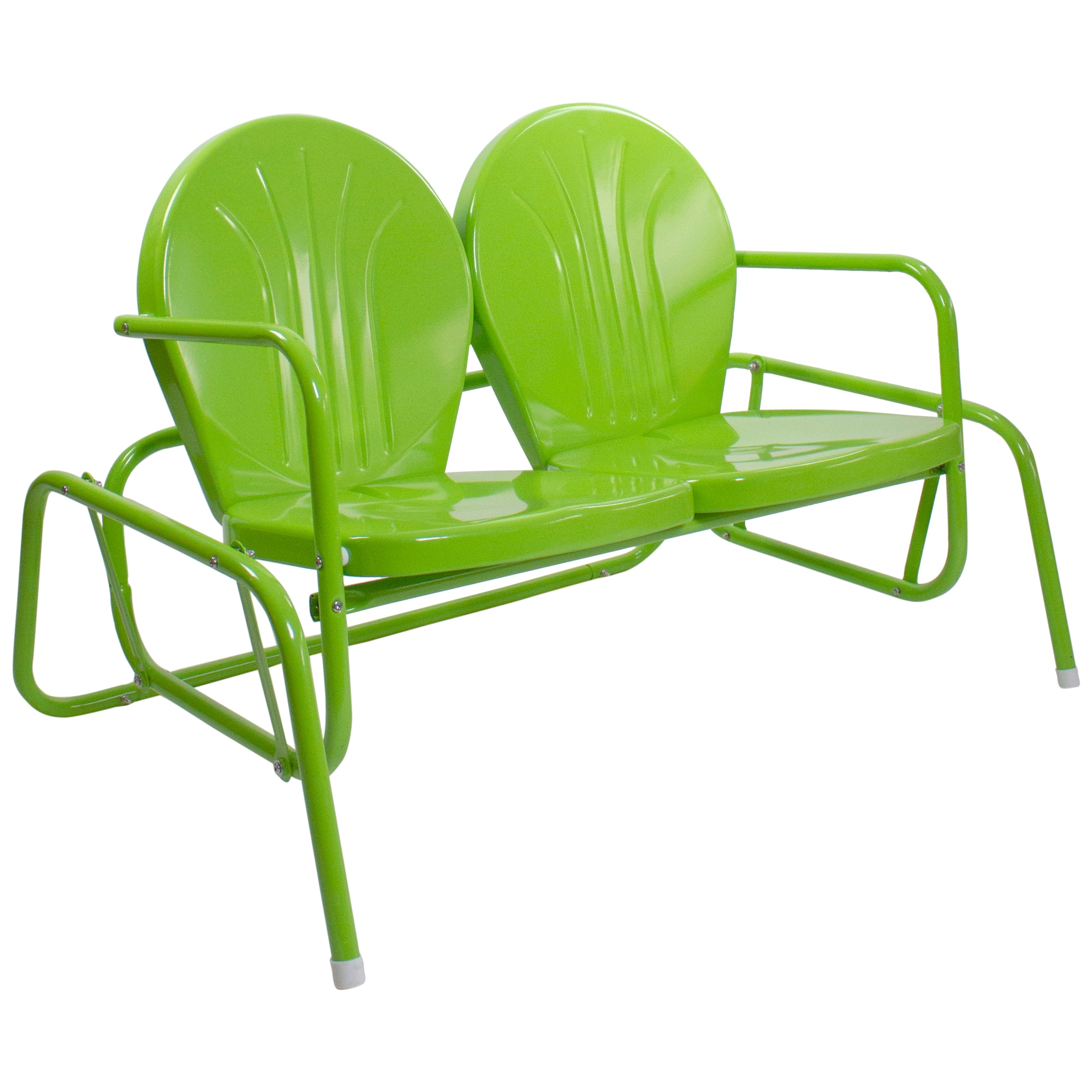 2-Person Outdoor Retro Metal Tulip Double Glider Patio Chair