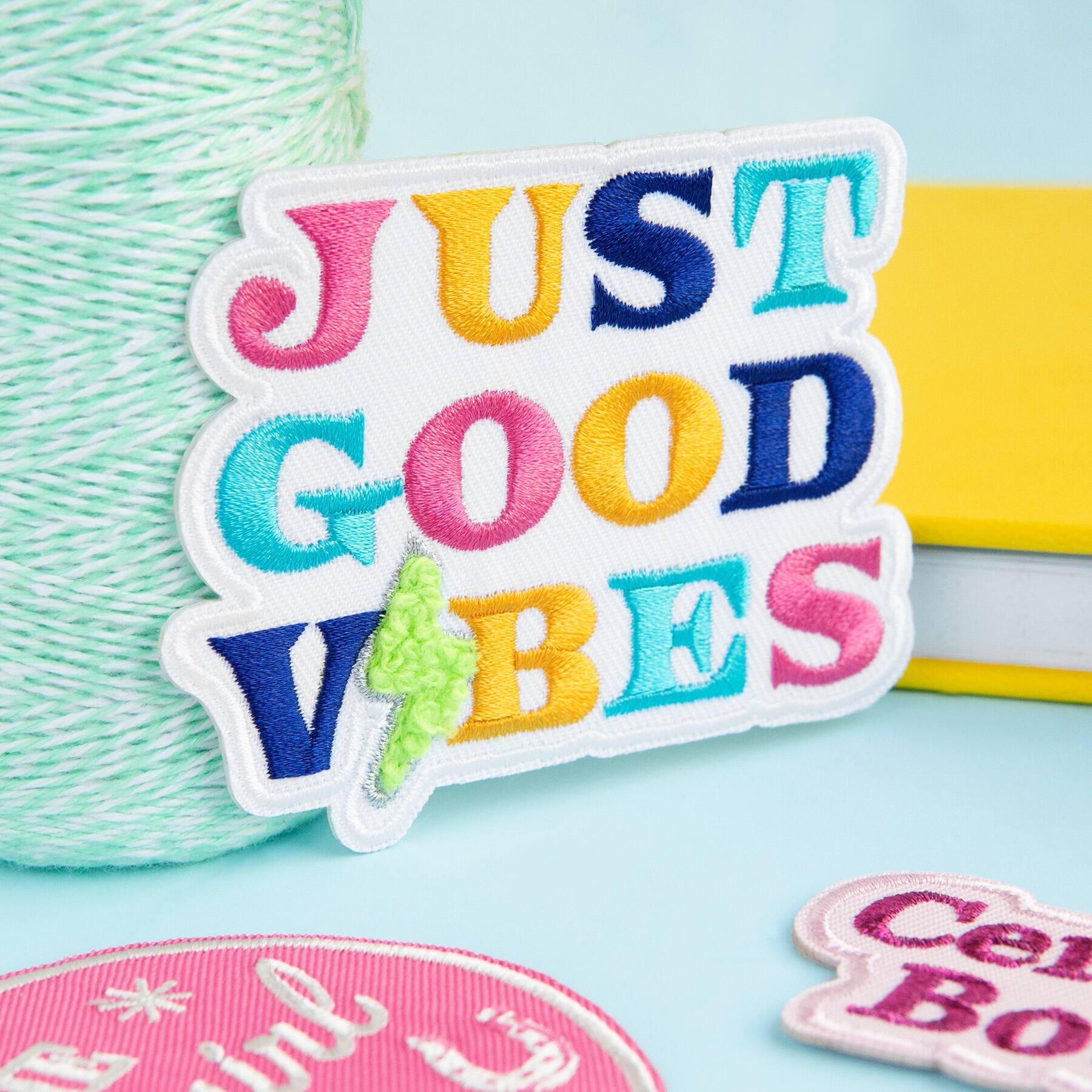 Just Good Vibes Embroidered Iron-On & Adhesive Patch by Make Market®