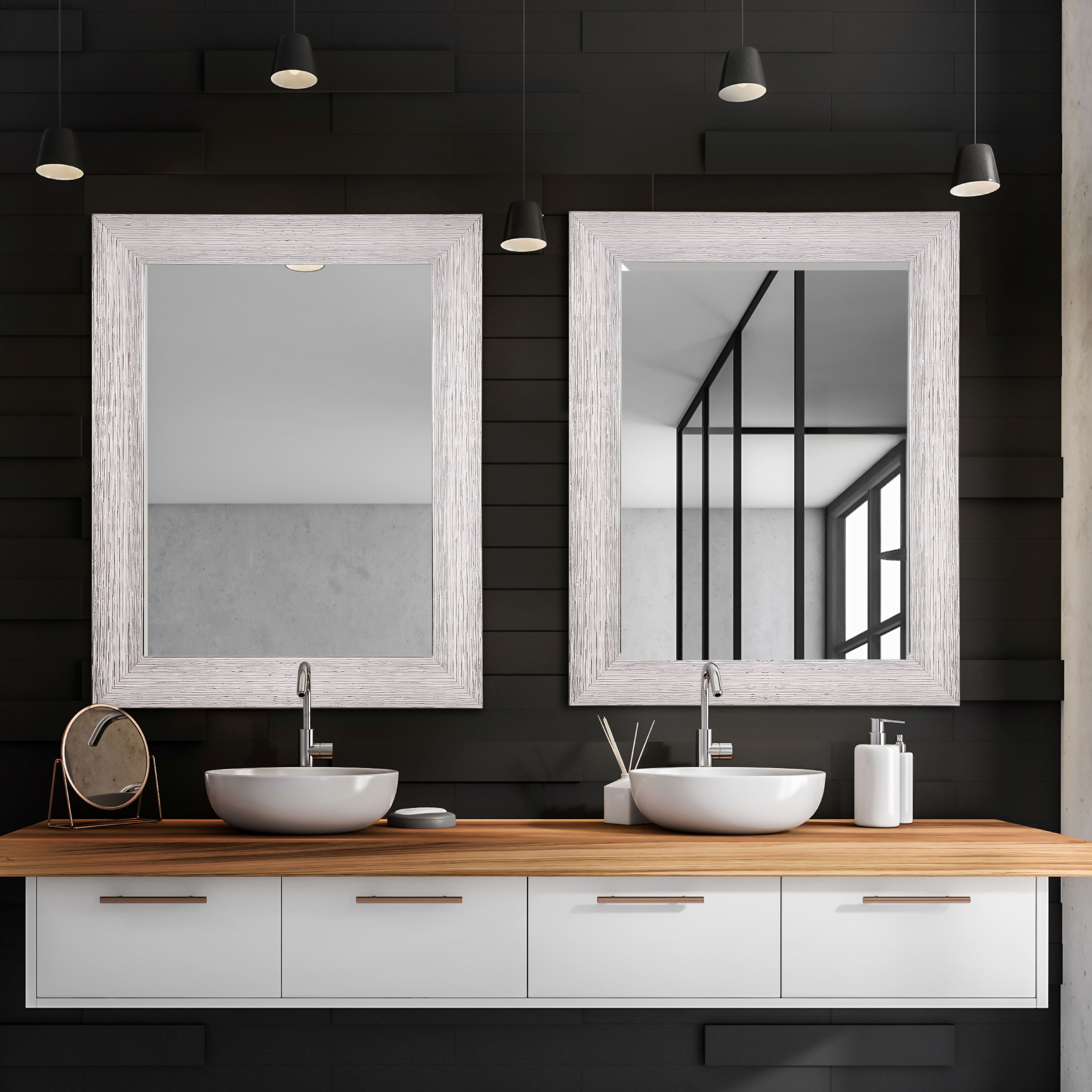Head West 29" Chrome Textured Frame Accent Wall Mirror