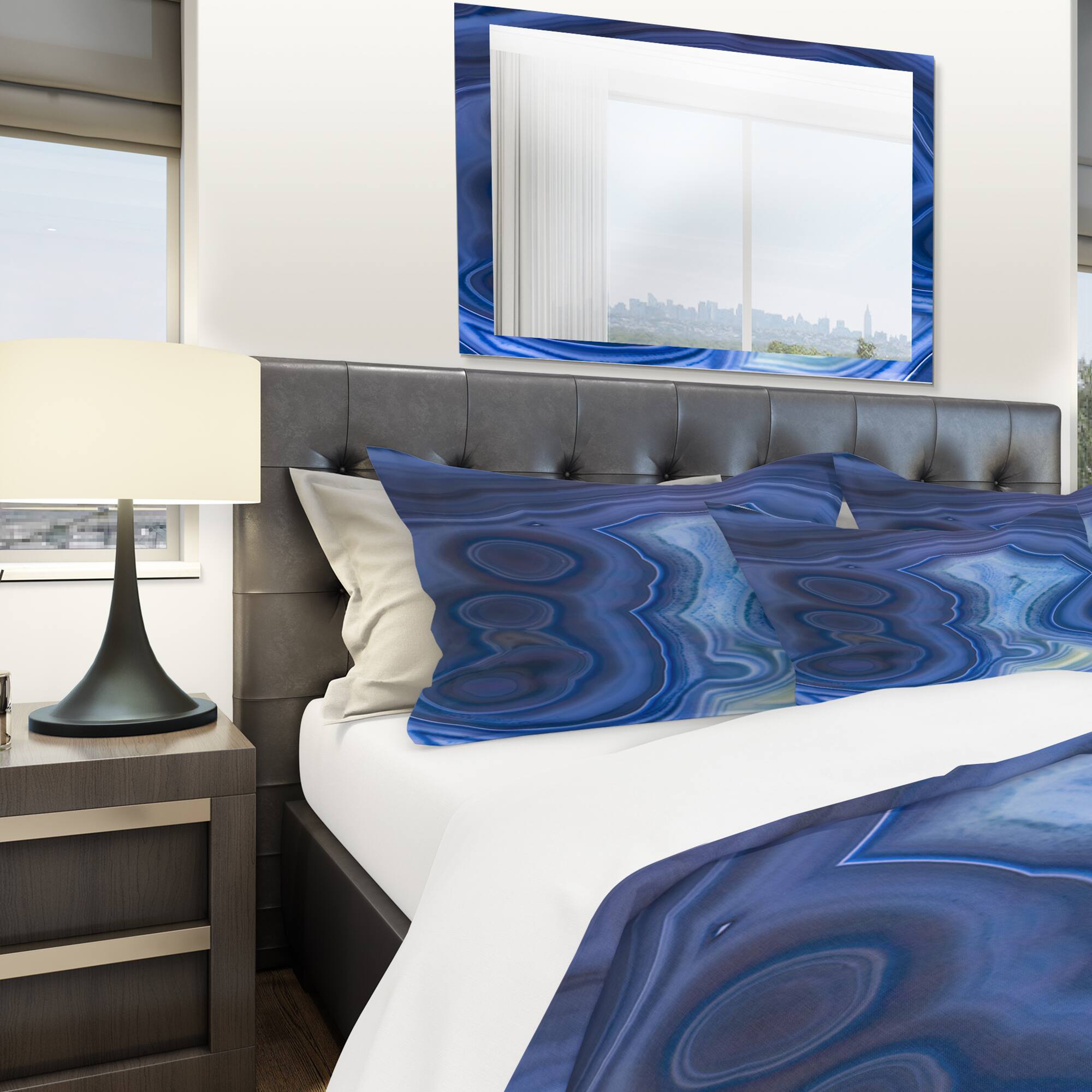 Designart 'Blue Agate Stone Design' Modern & Contemporary Bedding Set - Duvet Cover & Shams