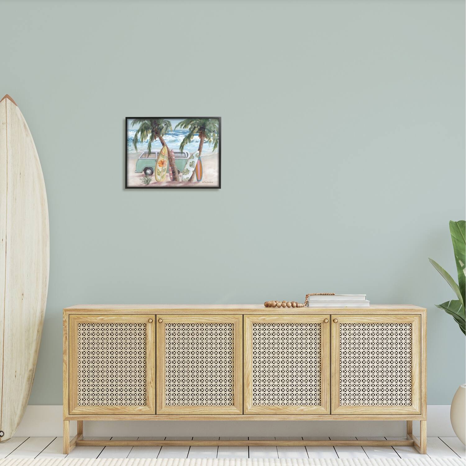 Stupell Industries Summer Waves Tropical Van Surfboards Framed Giclee Art