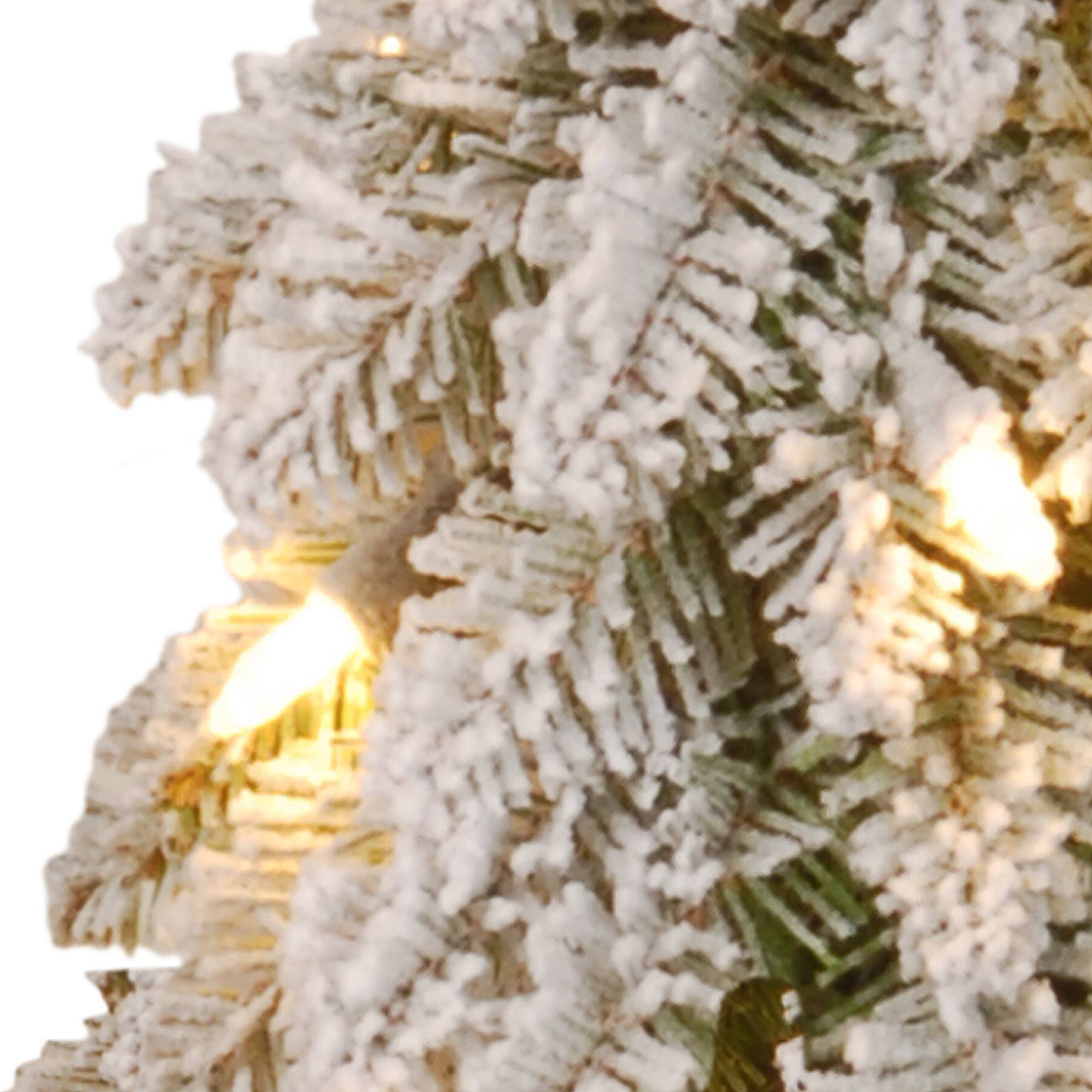 2ft. Pre-Lit Snowy Downswept Forestree With Metal Plate, Clear Lights