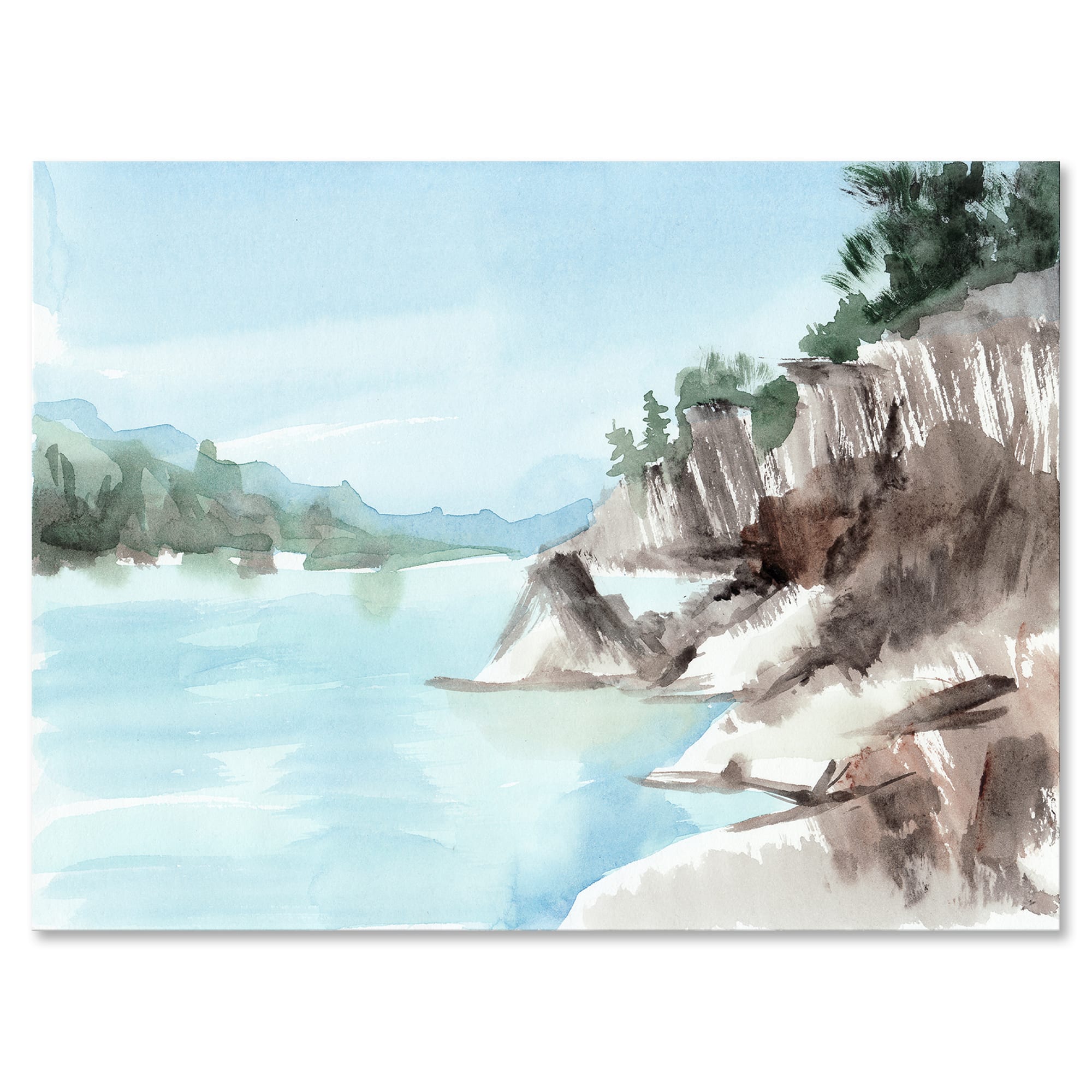 Designart - Rocks By The Blue Lake - Lake House Canvas Wall Art Print