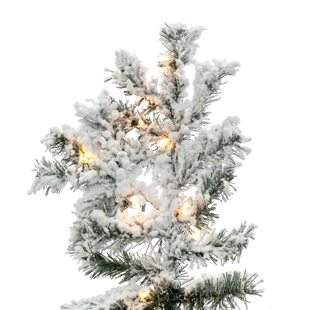 6.5ft. Pre-Lit Flocked Alaskan Pine Artificial Christmas Tree, Pure White Dura-Lit® LED Lights