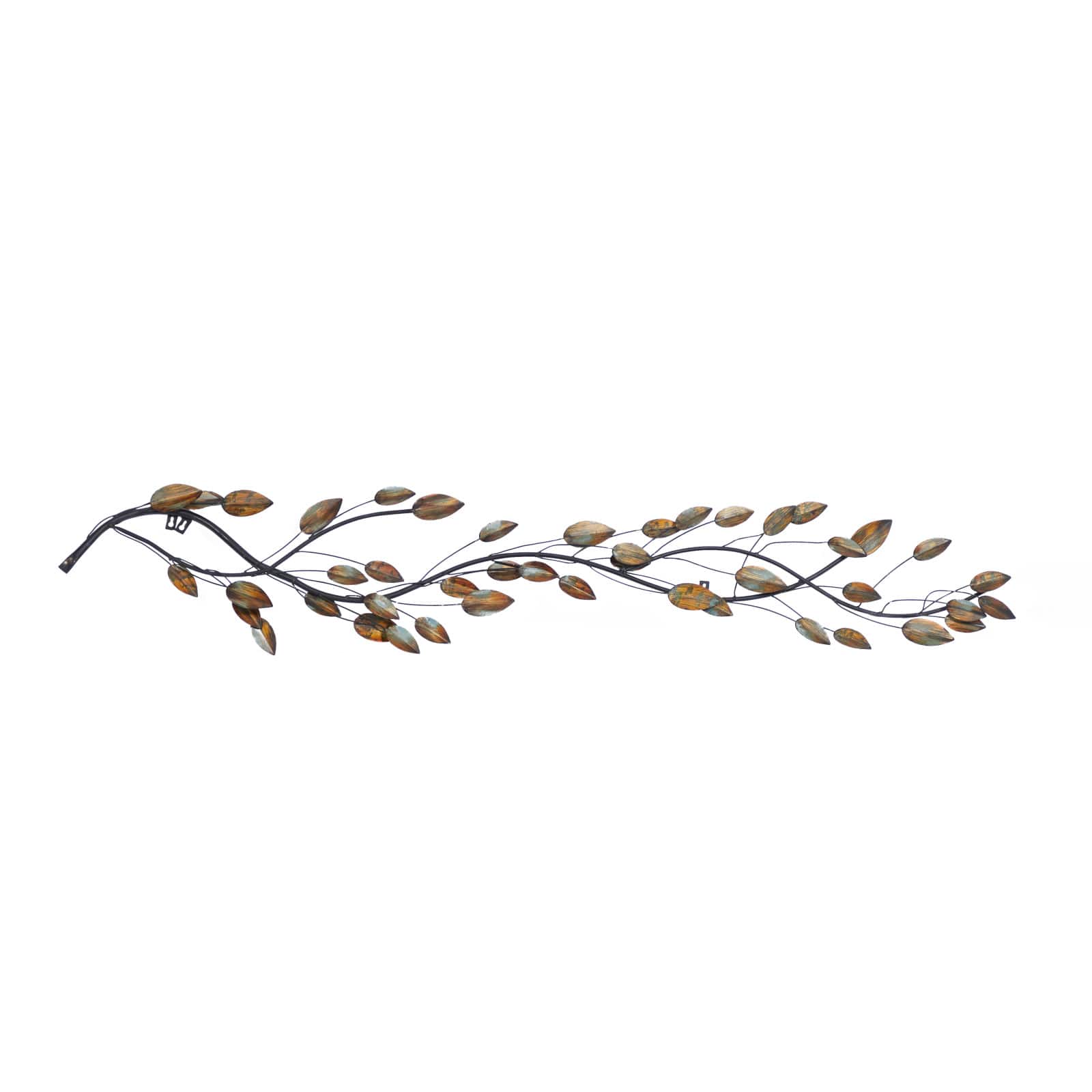 Traditional Brown Leaf & Vine Metal Wall Accent