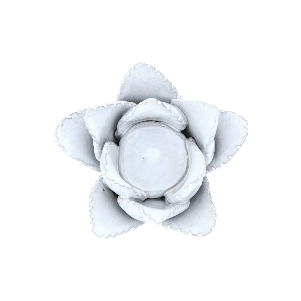 Hello Honey® White Flower-Shaped Terracotta Tealight Candleholder