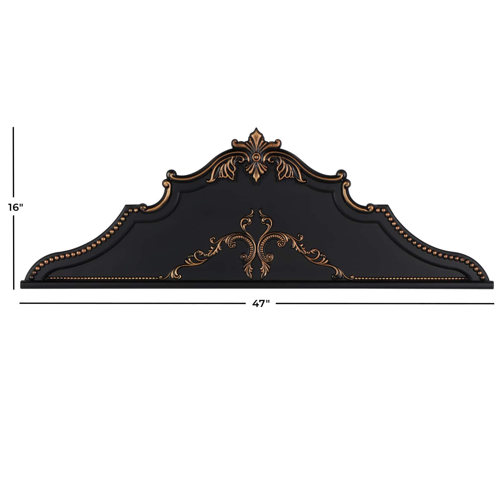 47" Black Wooden Scroll Beaded with Bronze Accents Wall Décor