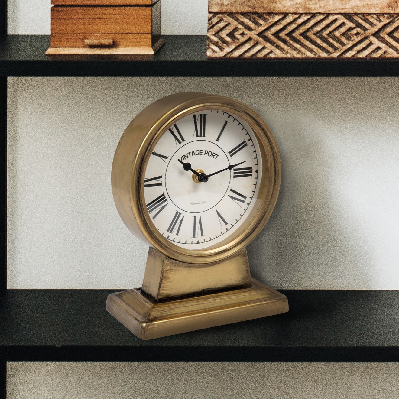 Hello Honey® 8.5" Gold Metal Mantel Clock