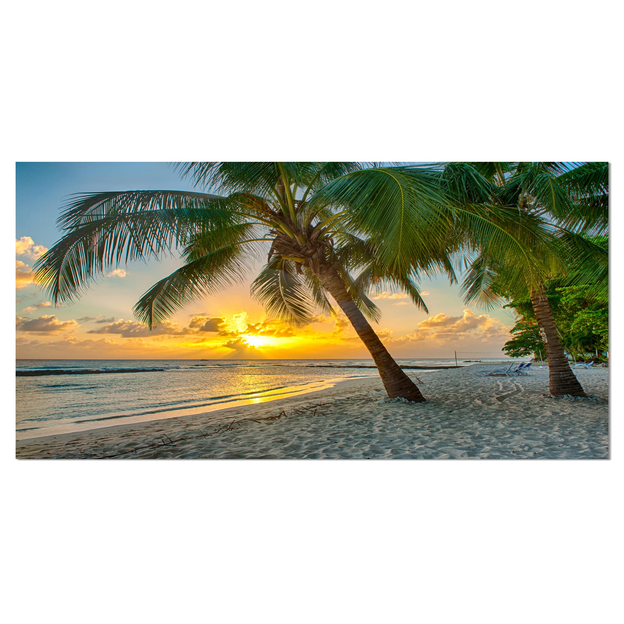 Designart - Beach in Caribbean Island of Barbados - Modern Seascape Canvas Artwork