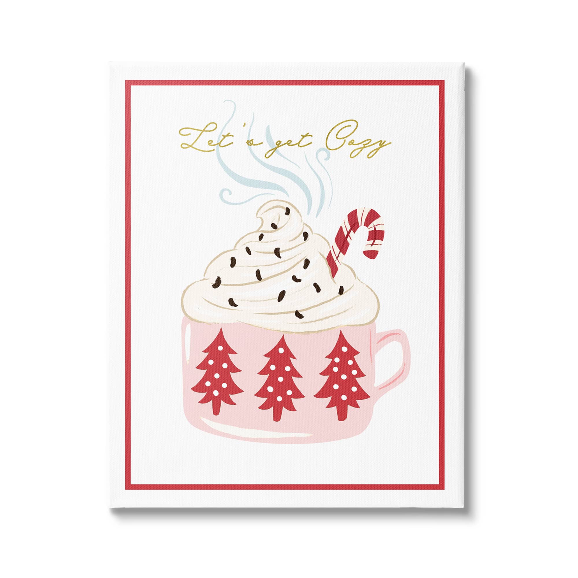 Stupell Industries Let's Get Cozy Pink Cocoa Canvas Wall Art