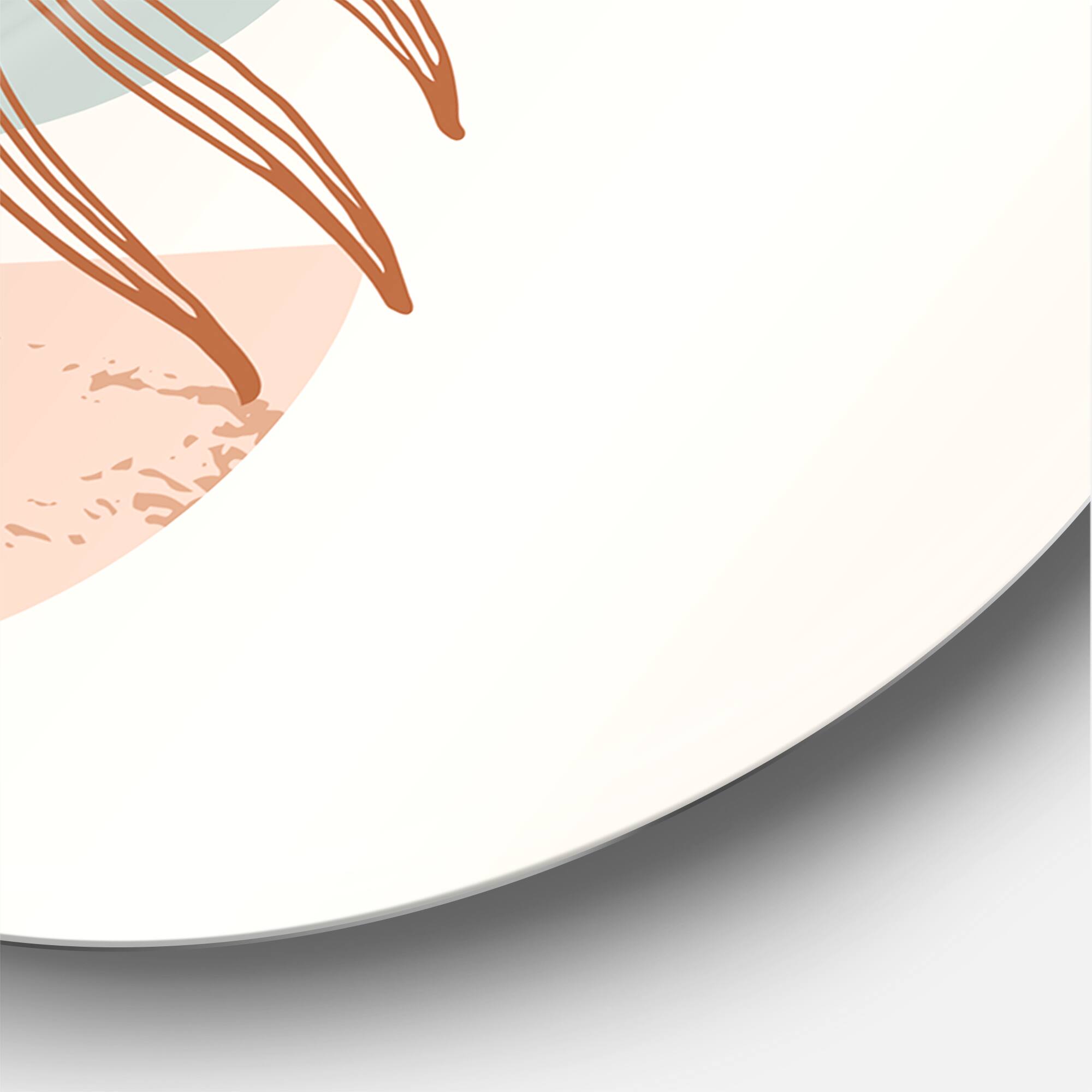 Designart - Moon & Sun Shapes In Retro Terracotta Tones II - Modern Metal Circle Wall Art