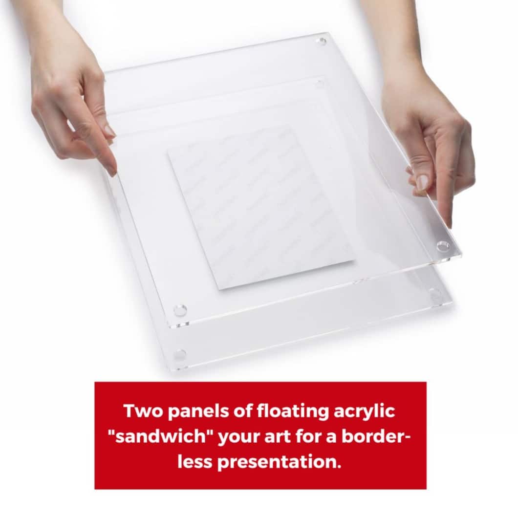 Cool Modern Frames Clear Acrylic Float Frame with Gold Hardware