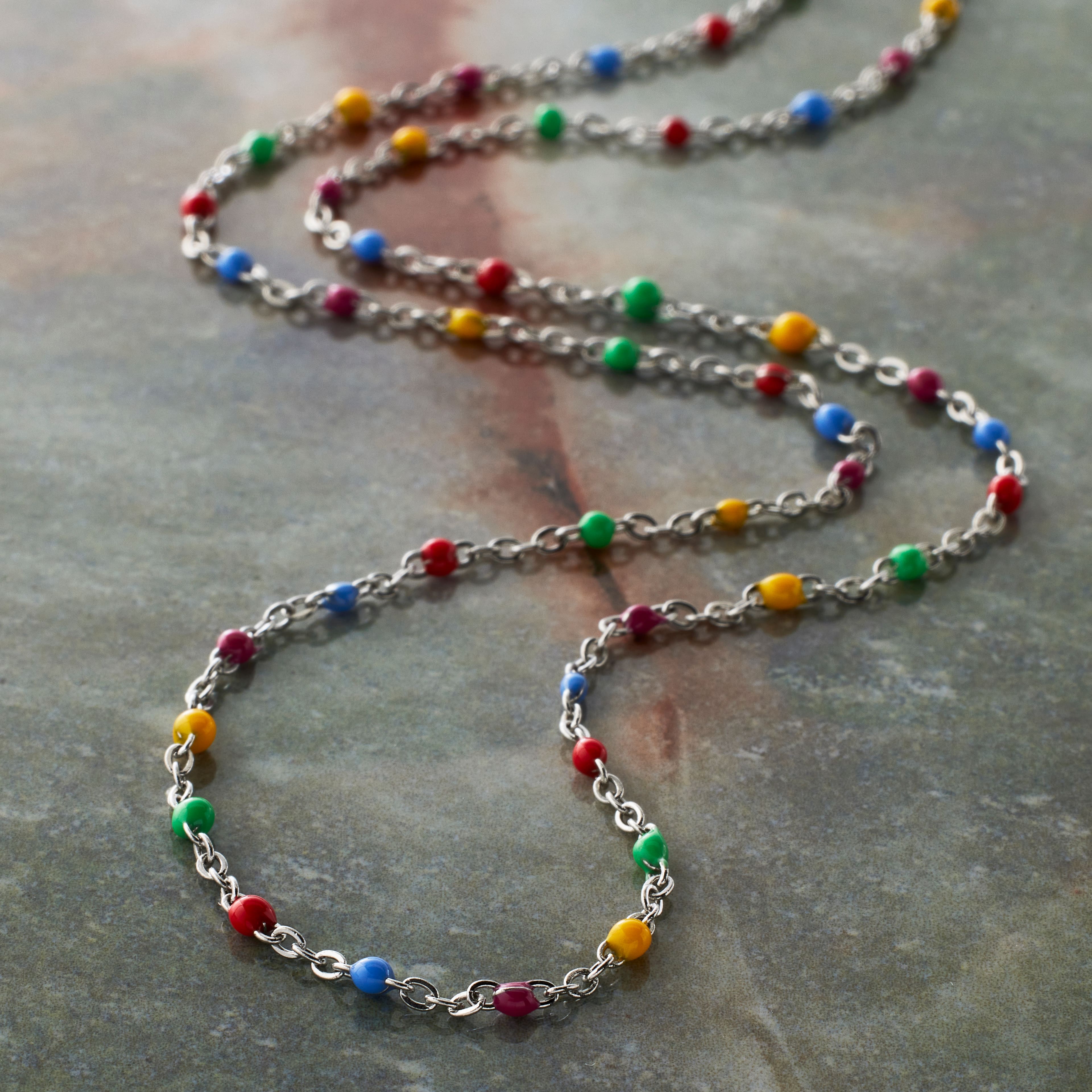 18" Rhodium Enamel Cable Chain by Bead Landing™