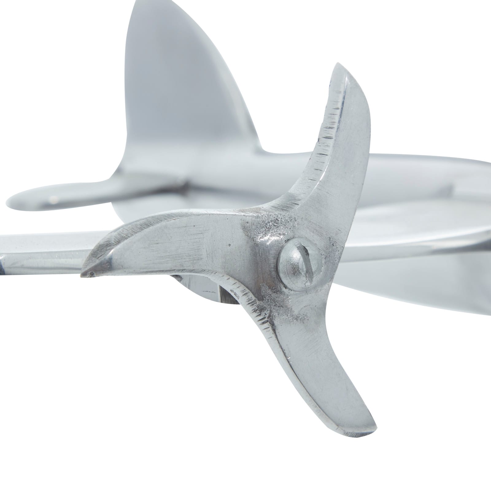 Silver Aluminum Sculpture, Airplane 11" x 12" x 16"