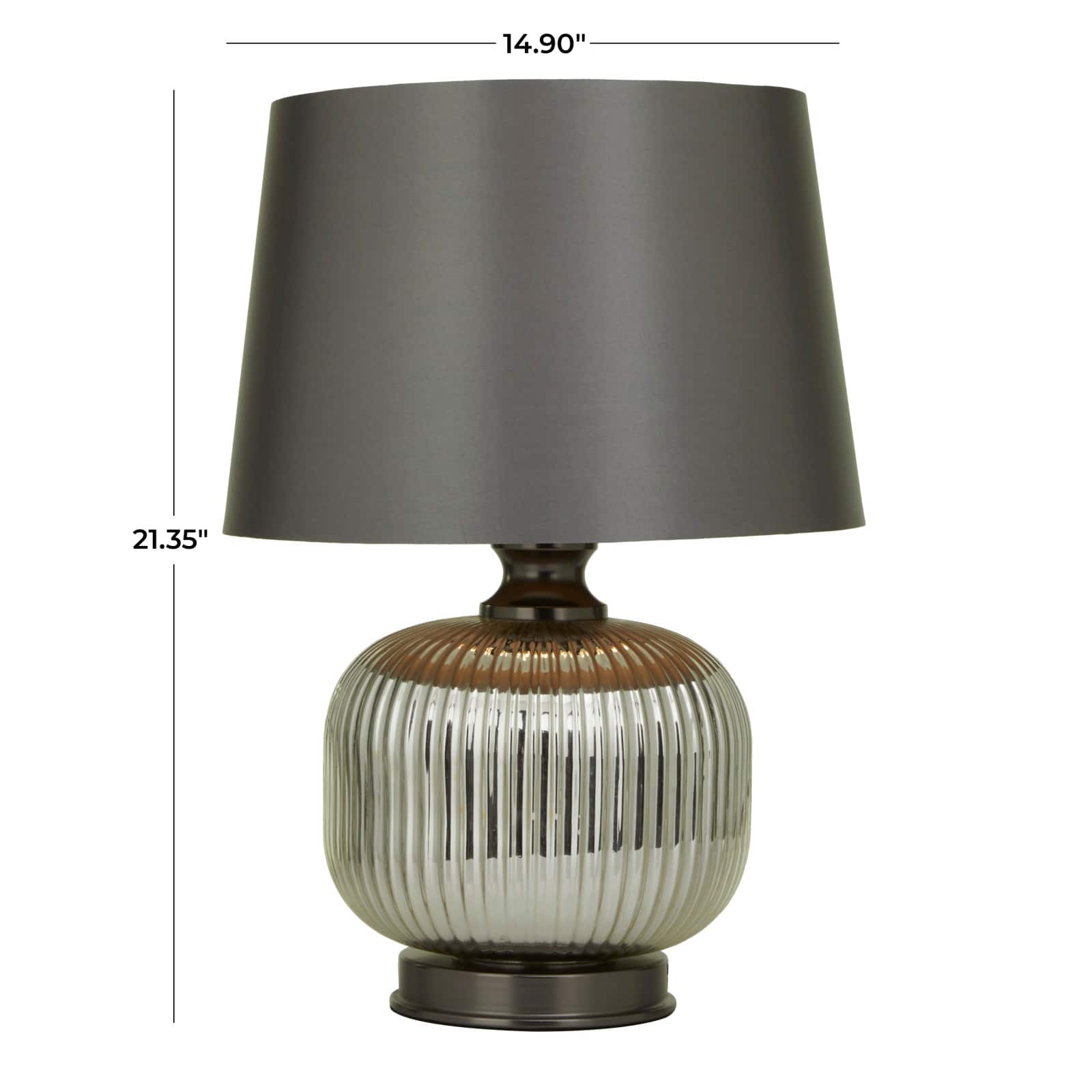 Grey Glass Modern Accent Lamp, 15" x 15" x 21"