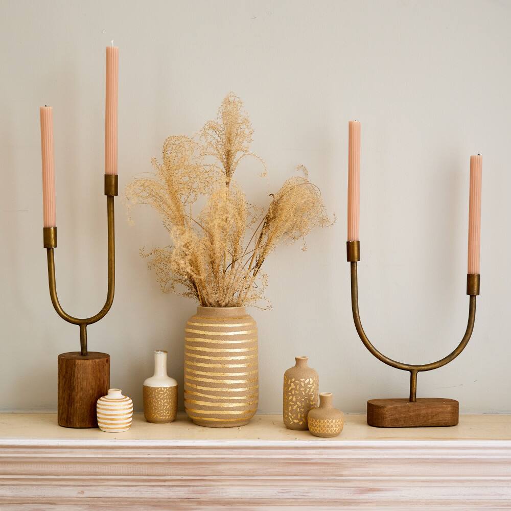 Hello Honey® Asymmetrical Wood & Metal Candle Holder