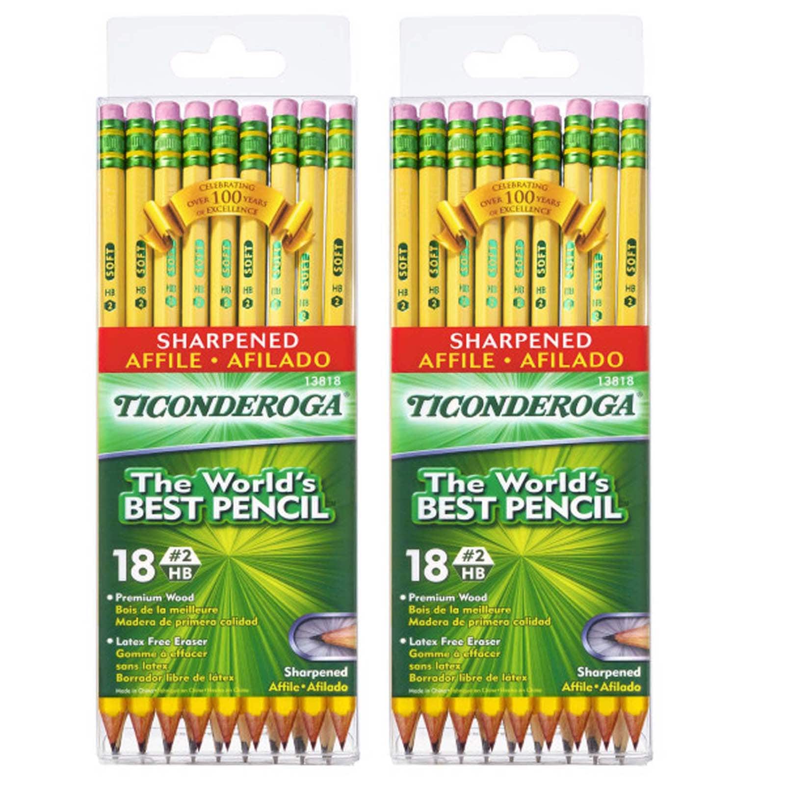 Ticonderoga® #2 Soft Yellow Pre-Sharpened Pencils, 2 Packs of 18