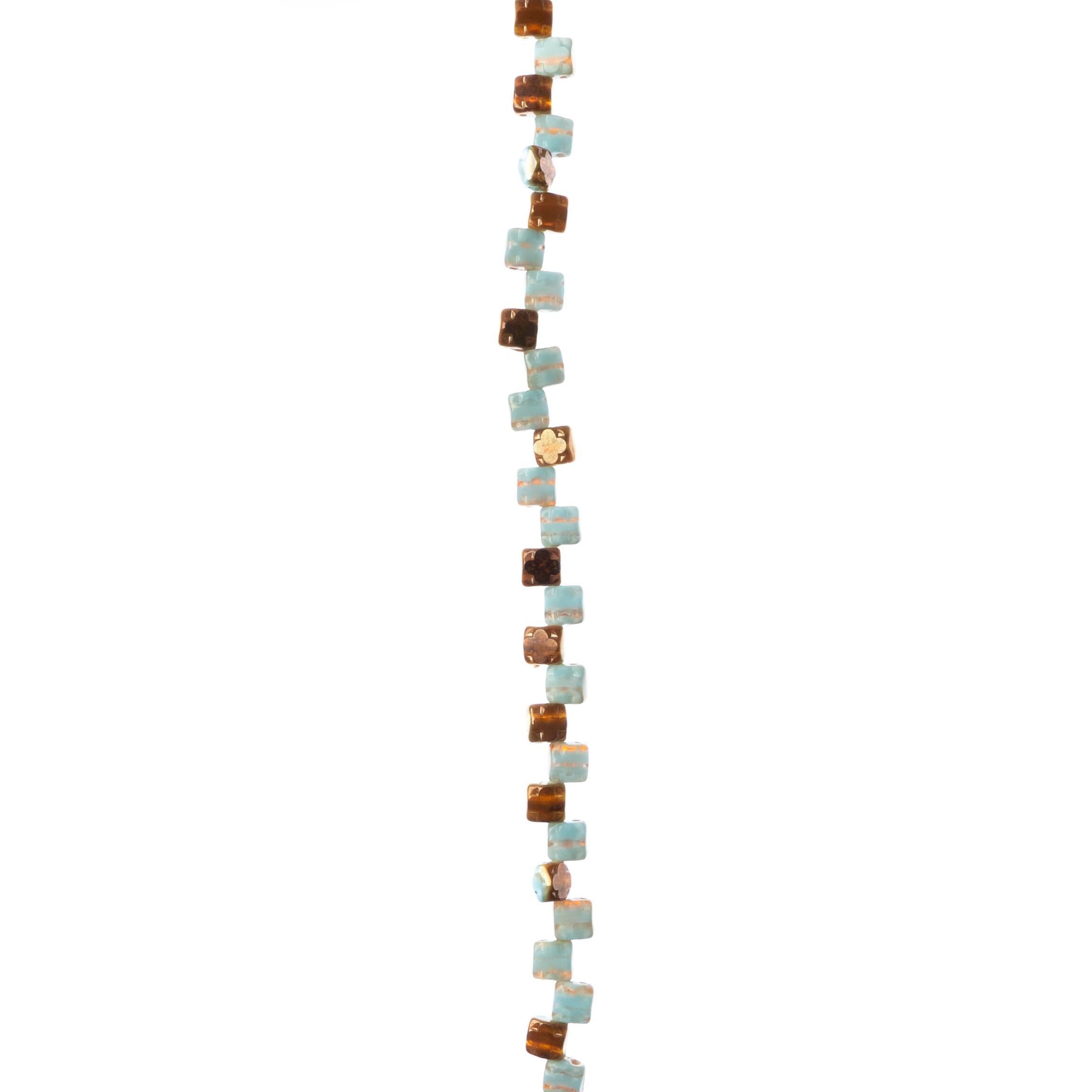 Blue & Brown Czech Glass Cube Beads, 6mm by Bead Landing™