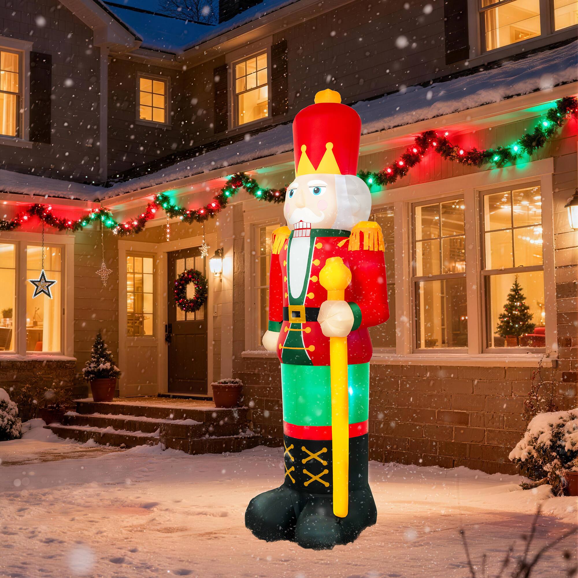 Glitzhome® 15FT Giant Lighted Inflatable Nutcracker Decor