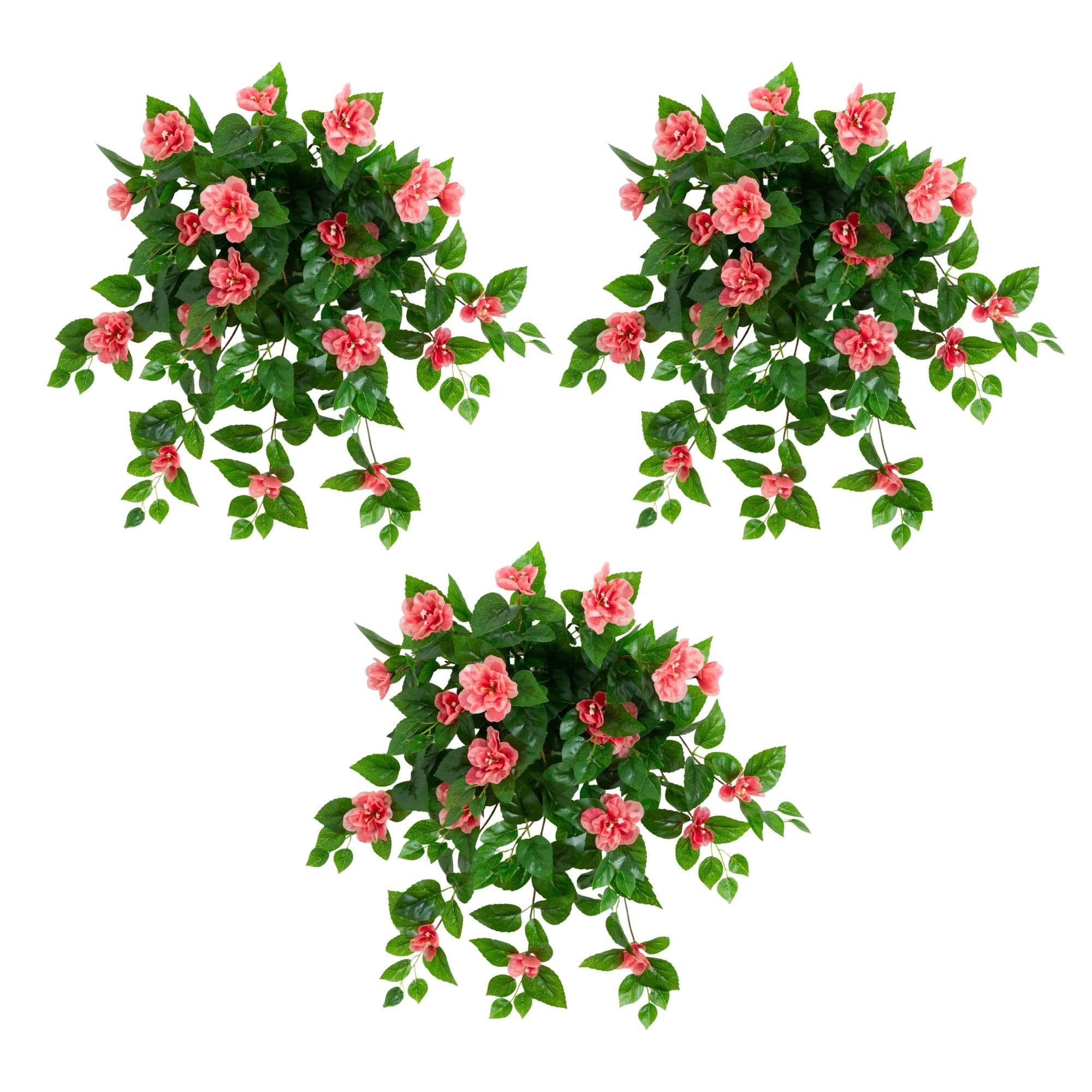 24" UV Resistant Artificial Azalea Hanging Plants