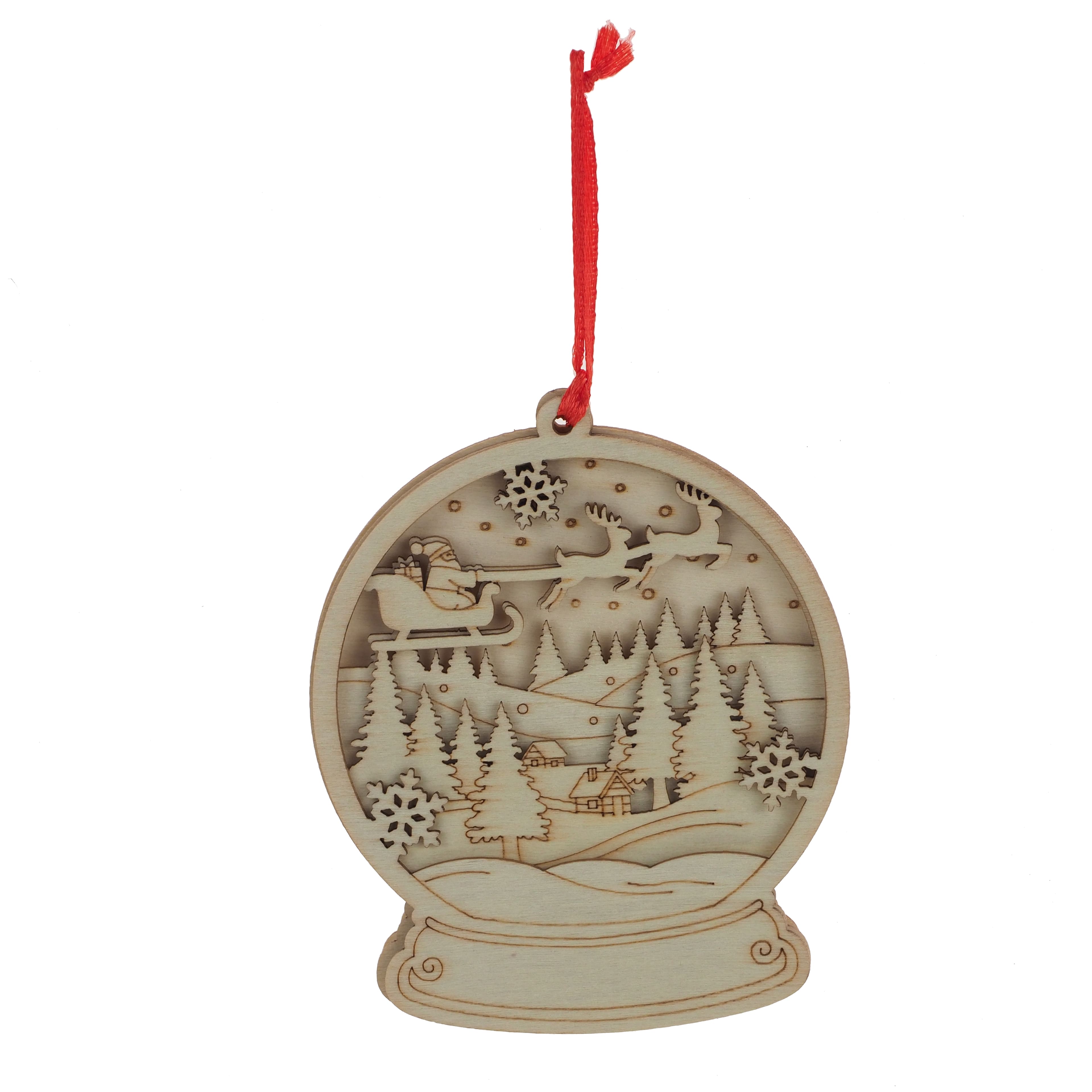 4" Santa & Sleigh DIY Layered Wood Snow Globe Ornament by Make Market®