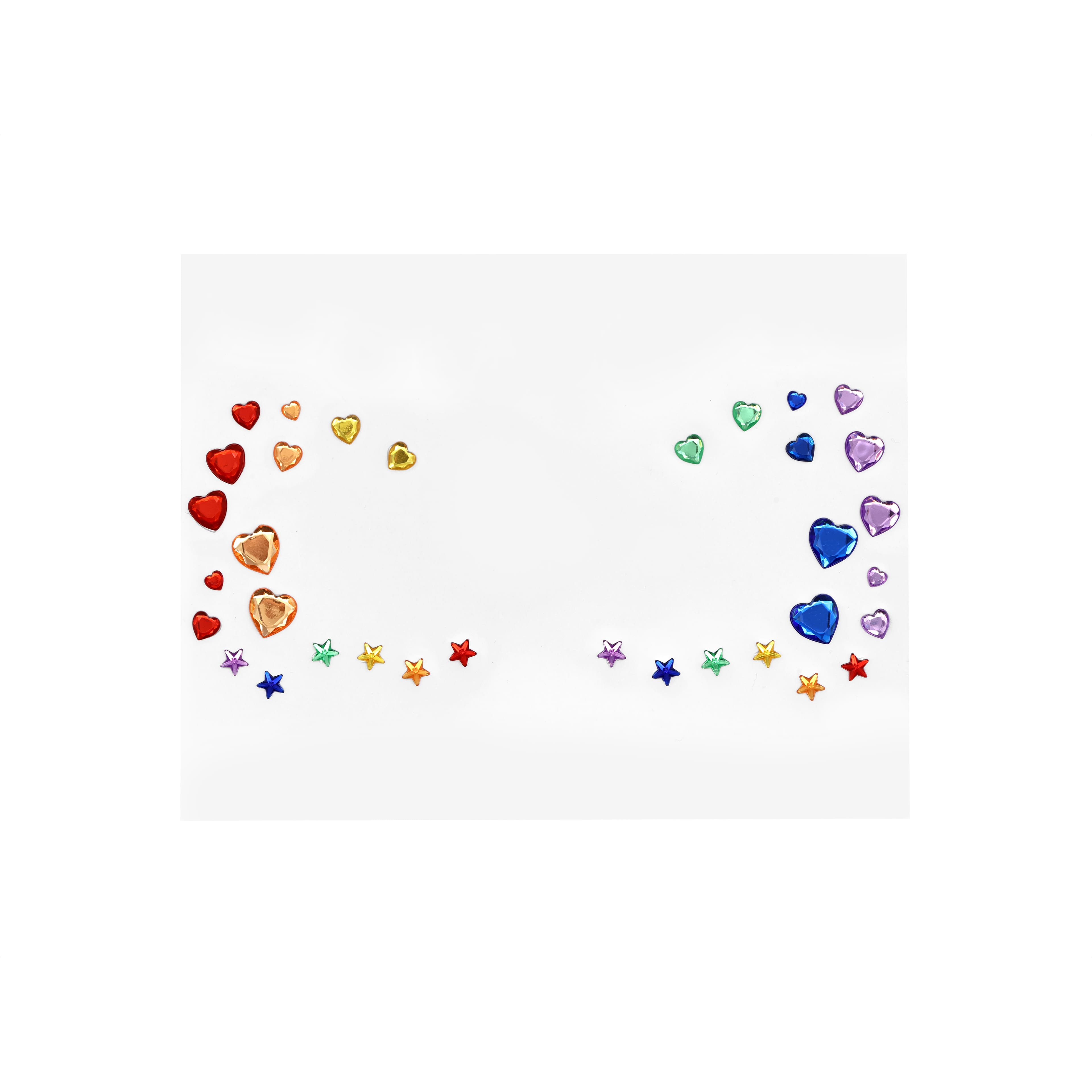 Pride Rainbow Heart & Star Gem Face Decals by Celebrate It™